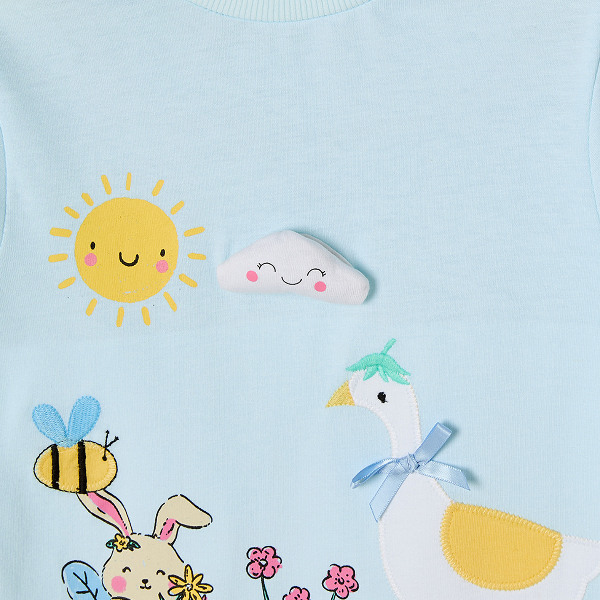 Juniors Cotton Crew Neck Long Sleeves Pyjama Set with Illustrative Print-girls-clothing-nightwear-image-5