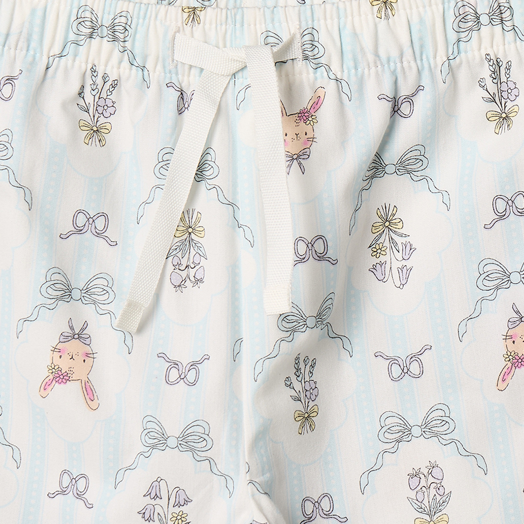 Juniors Cotton Collared Long Sleeves Pyjama Set with Bow Print-girls-clothing-nightwear-image-6