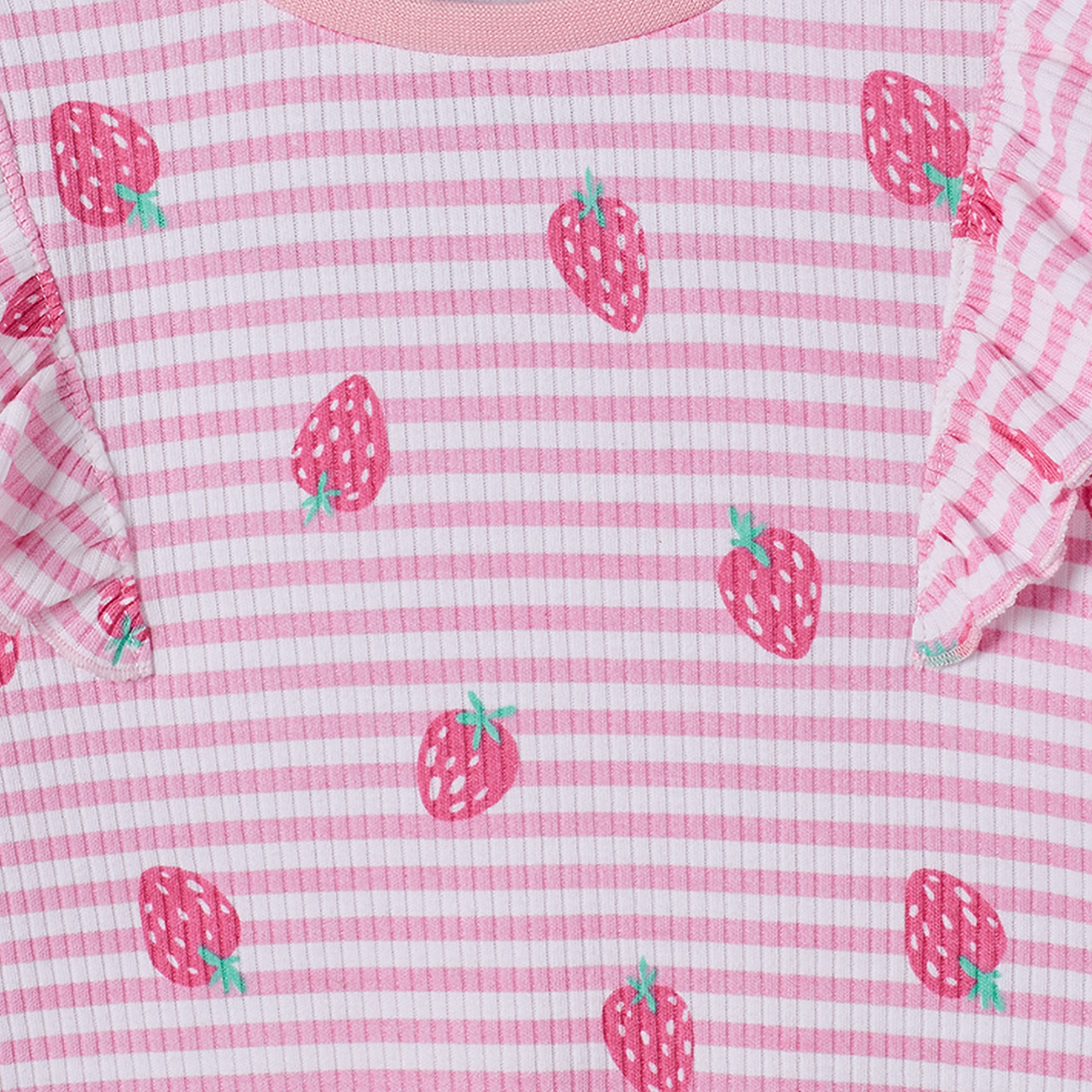 طقم بيجاما قطن وتيشيرت بياقة مستديرة وأكمام طويلة بطبعات فراولة من جونيورز-girls-clothing-nightwear-image-5
