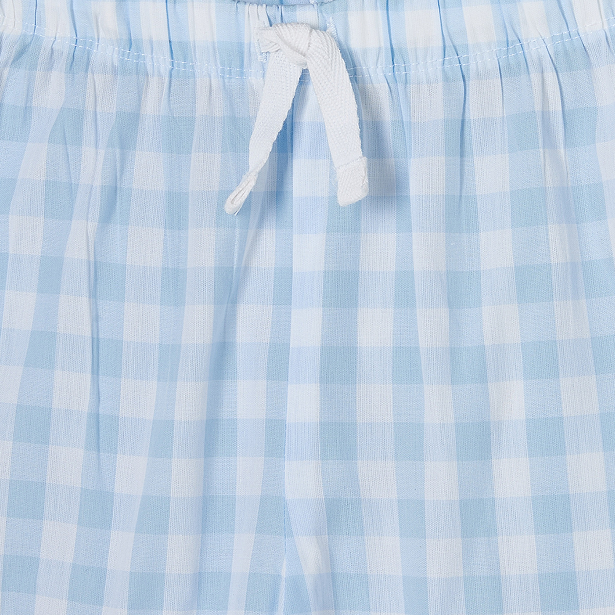 Juniors Cotton Crew Neck Short Sleeves Pyjama Set with Checked Design-girls-clothing-nightwear-image-6