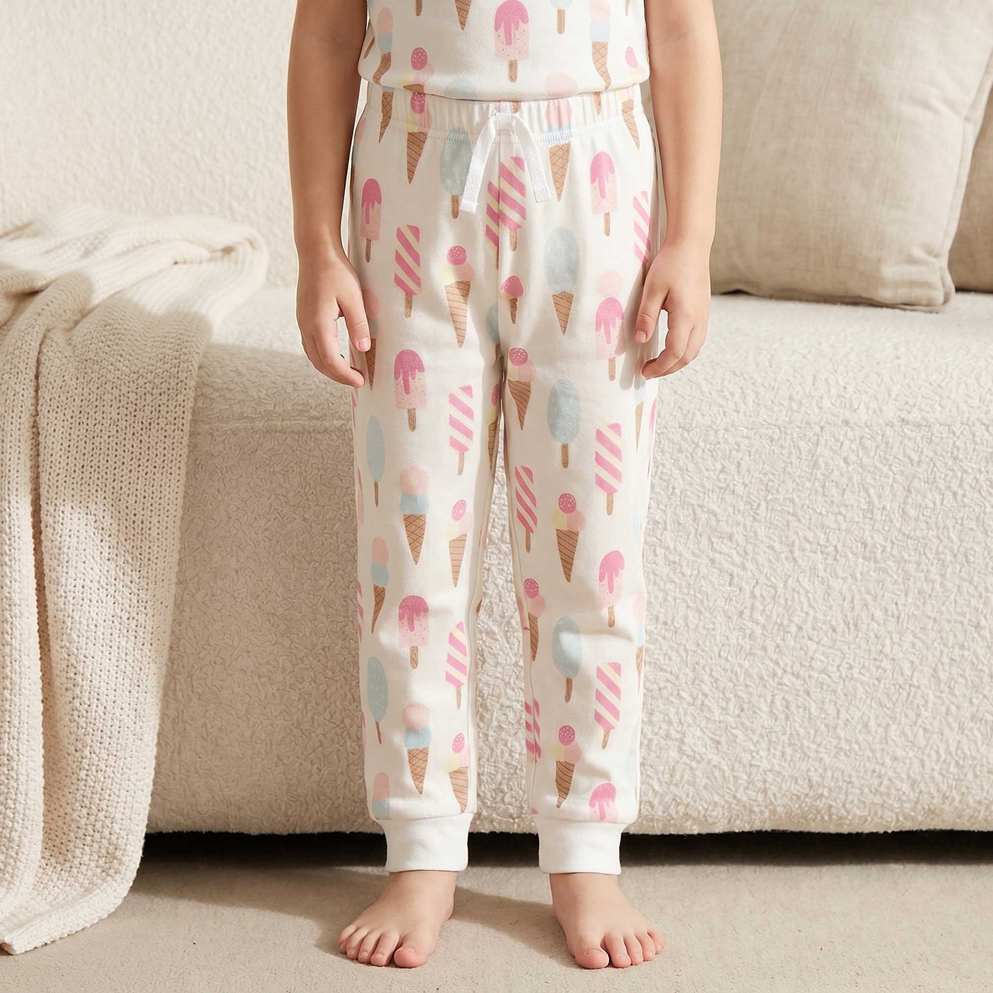 طقم بيجاما قطن بطبعات آيس كريم وياقة ضيقة وأكمام قصيرة من جونيورز-girls-clothing-nightwear-image-3