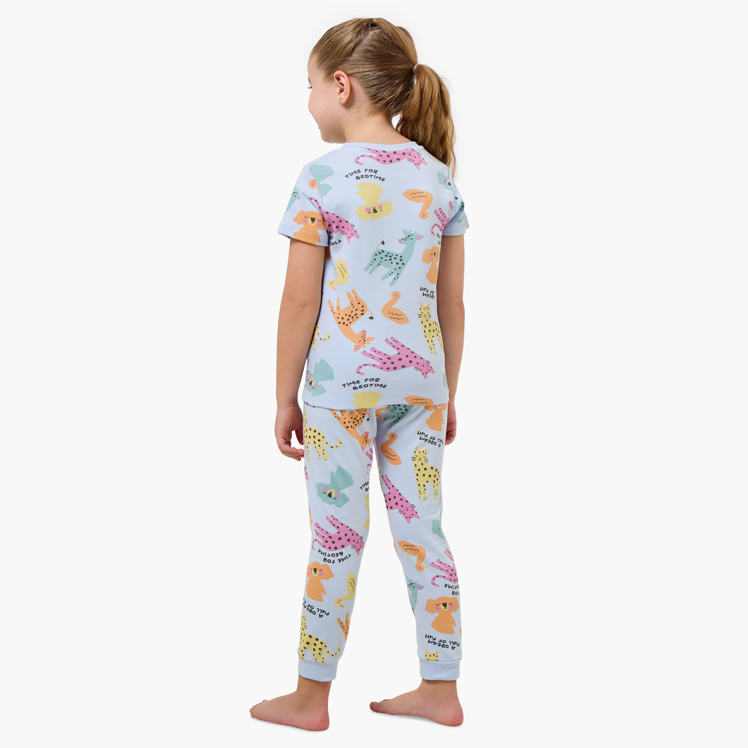 طقم بيجاما قطن برقبة ضيقة وأكمام قصيرة وطبعات من جونيورز-baby-girls-clothing-nightwear-pyjamasets-image-3