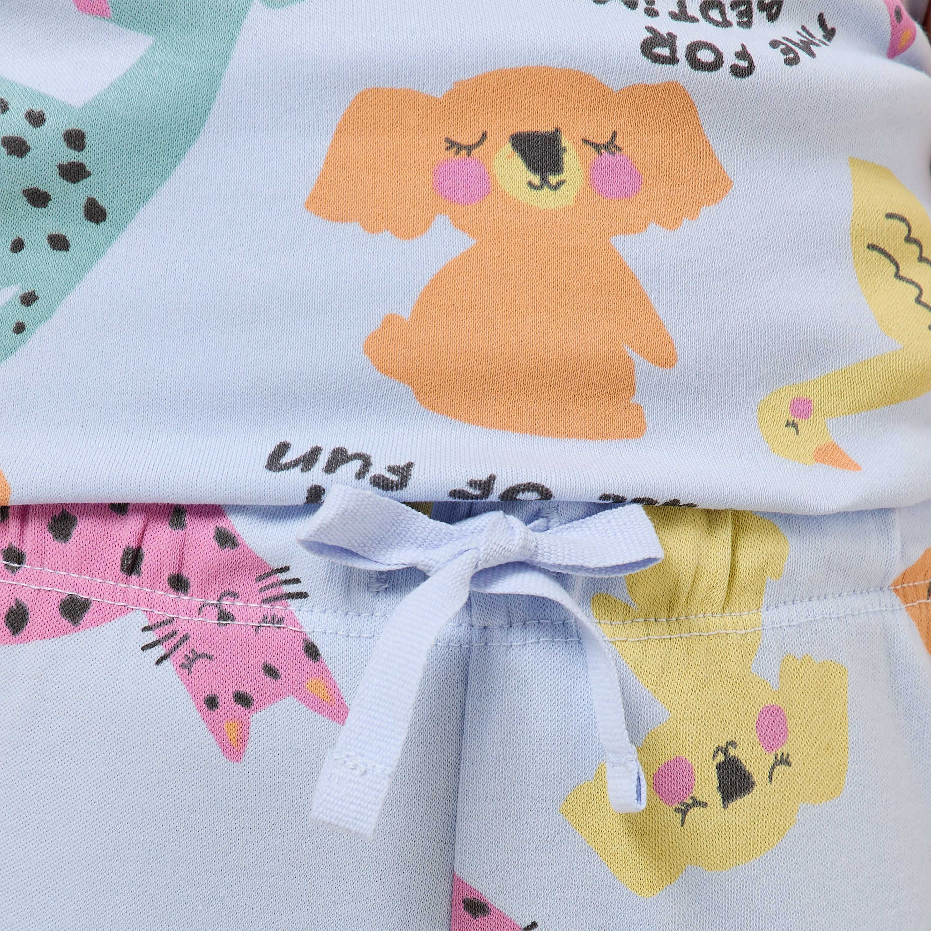 طقم بيجاما قطن برقبة ضيقة وأكمام قصيرة وطبعات من جونيورز-baby-girls-clothing-nightwear-pyjamasets-image-1