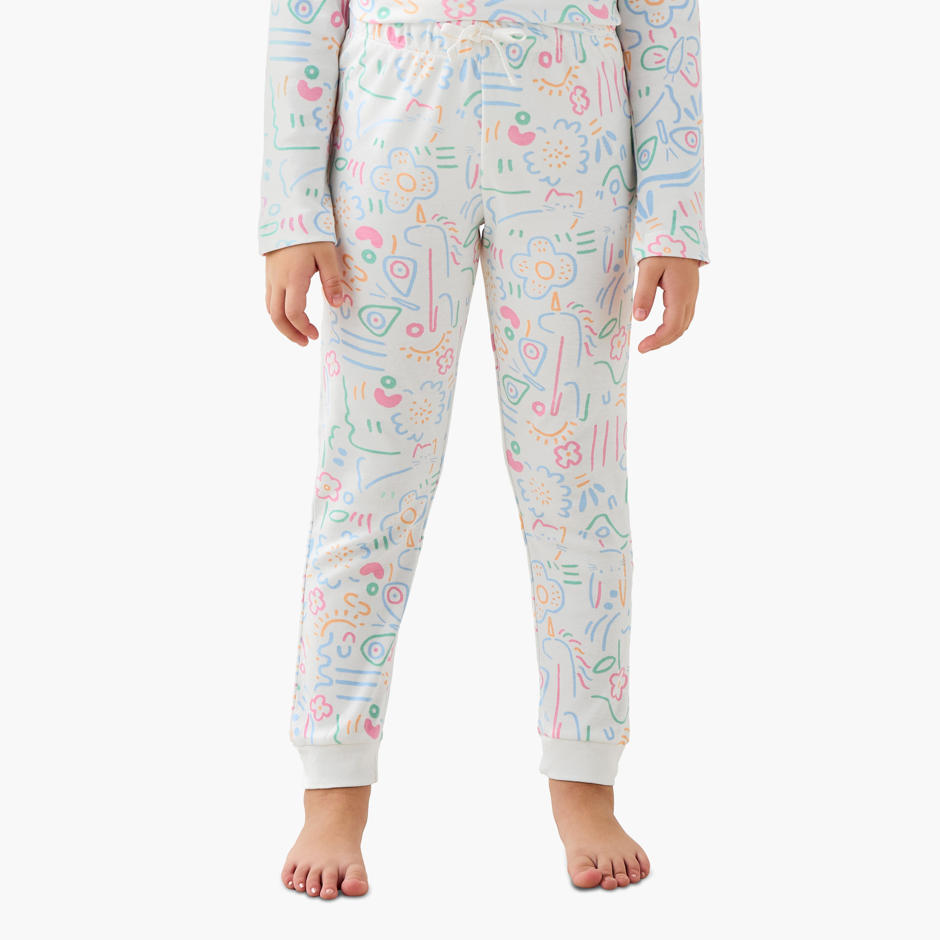 Juniors Cotton Crew Neck Long Sleeves Pyjama Set with Print-baby-girls-clothing-nightwear-pyjamasets-image-3
