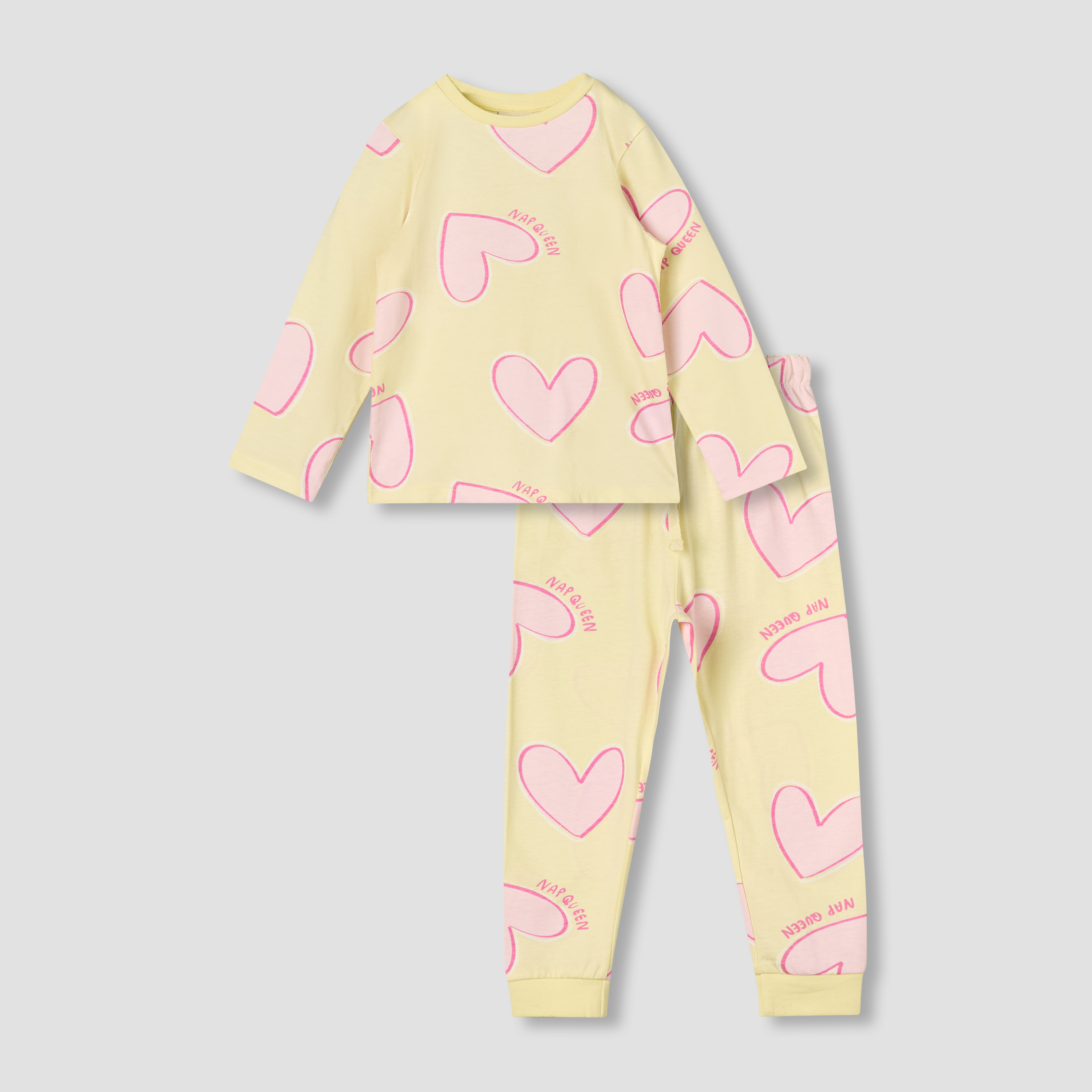 Juniors Cotton Round Neck Long Sleeves Pyjama Set with Heart Print-promo_babyshop_Buy2for69_UAE130126-image-1