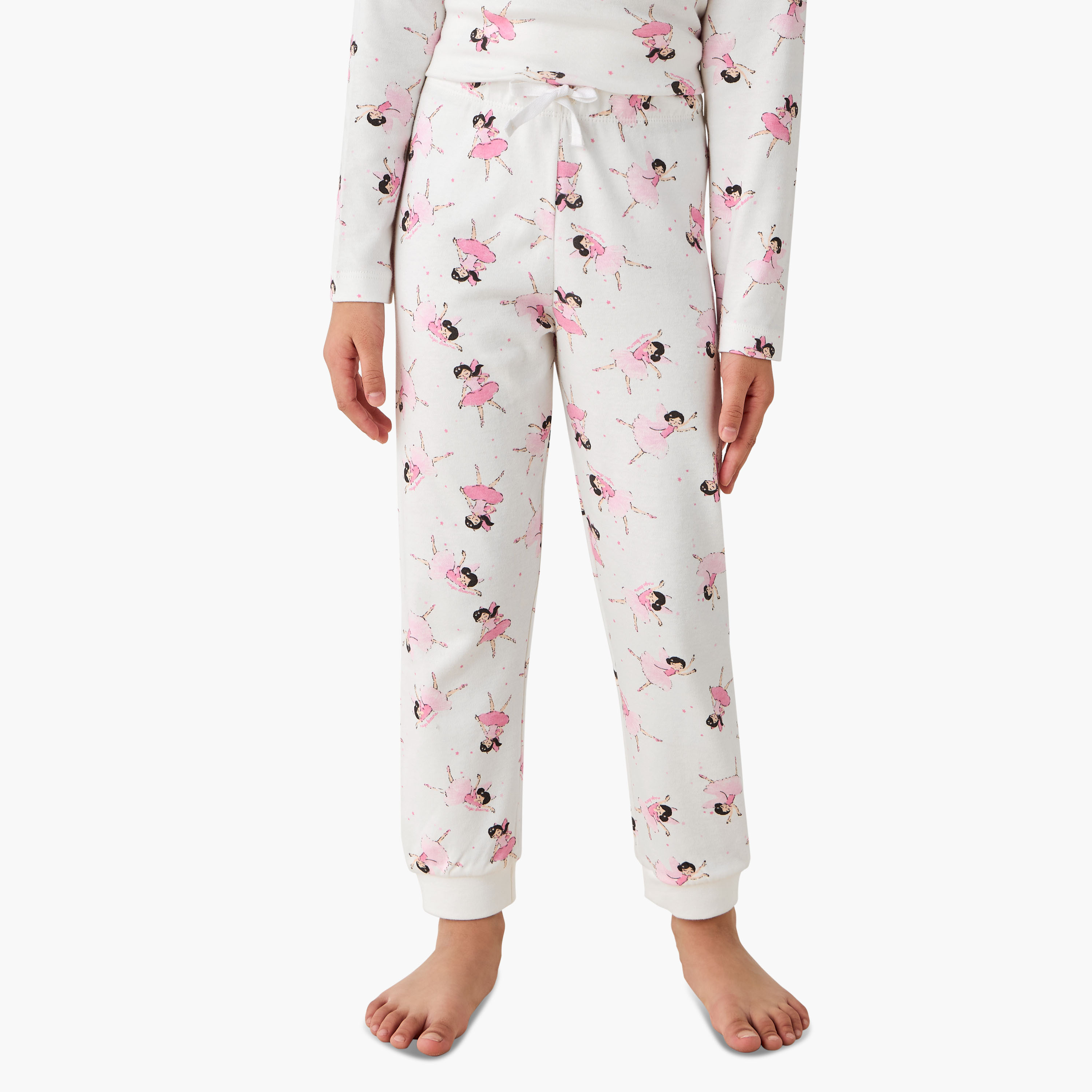 Juniors Cotton Crew Neck Long Sleeve Pyjama Set with Ballerina Print-baby-girls-clothing-nightwear-pyjamasets-image-3