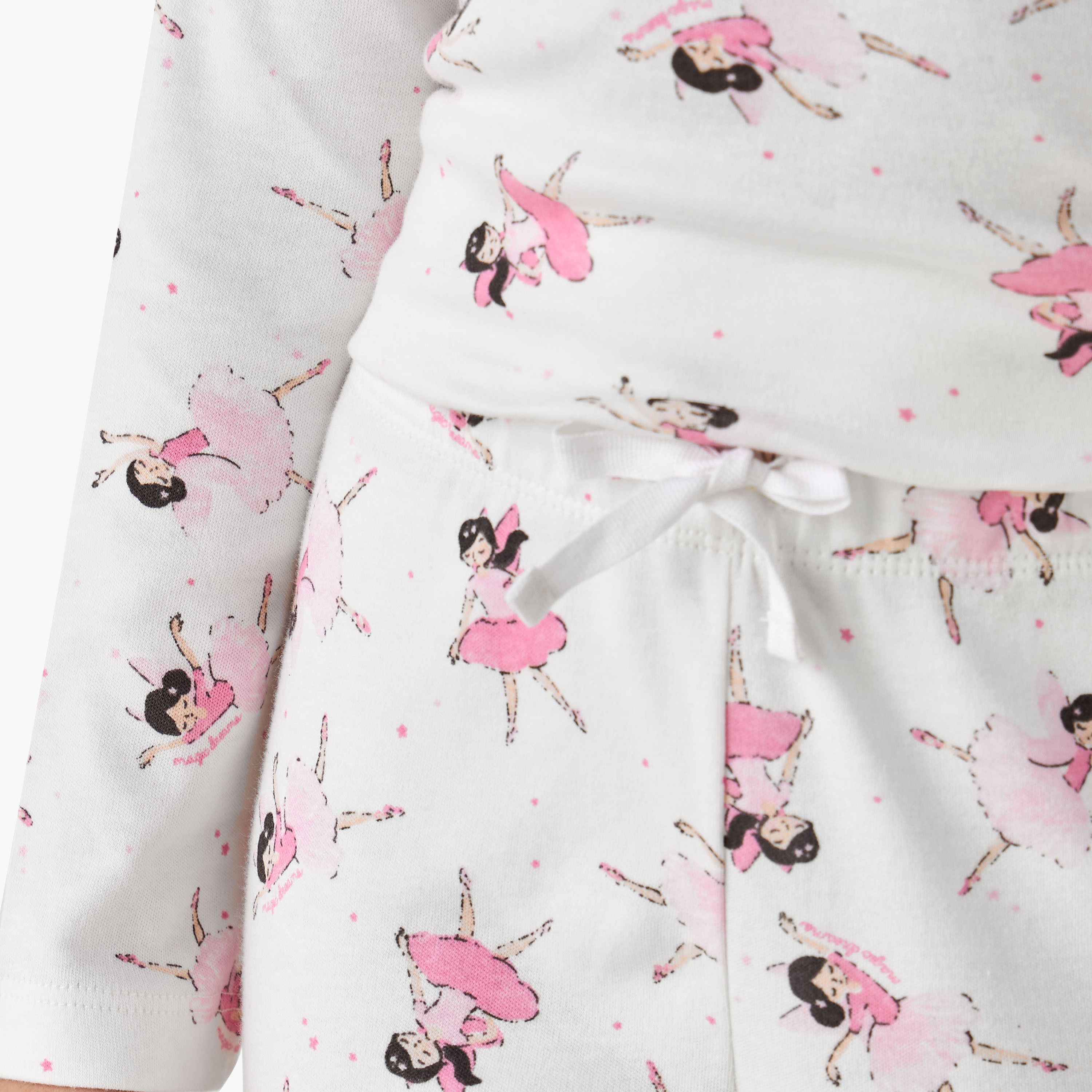 Juniors Cotton Crew Neck Long Sleeve Pyjama Set with Ballerina Print-baby-girls-clothing-nightwear-pyjamasets-image-6