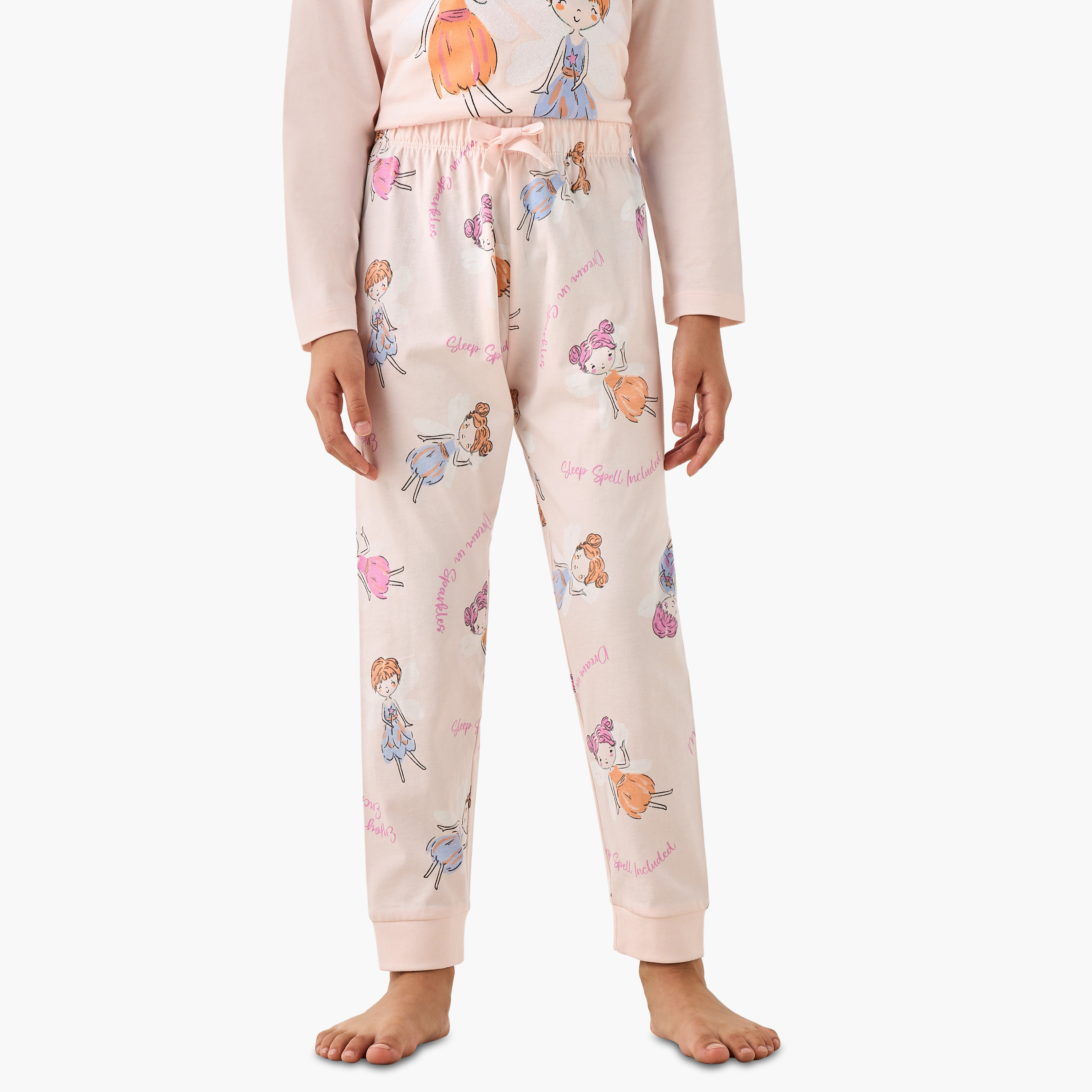 Juniors Cotton Round Neck Long Sleeves Pyjama Set with Fairy Print-baby-girls-clothing-nightwear-pyjamasets-image-3