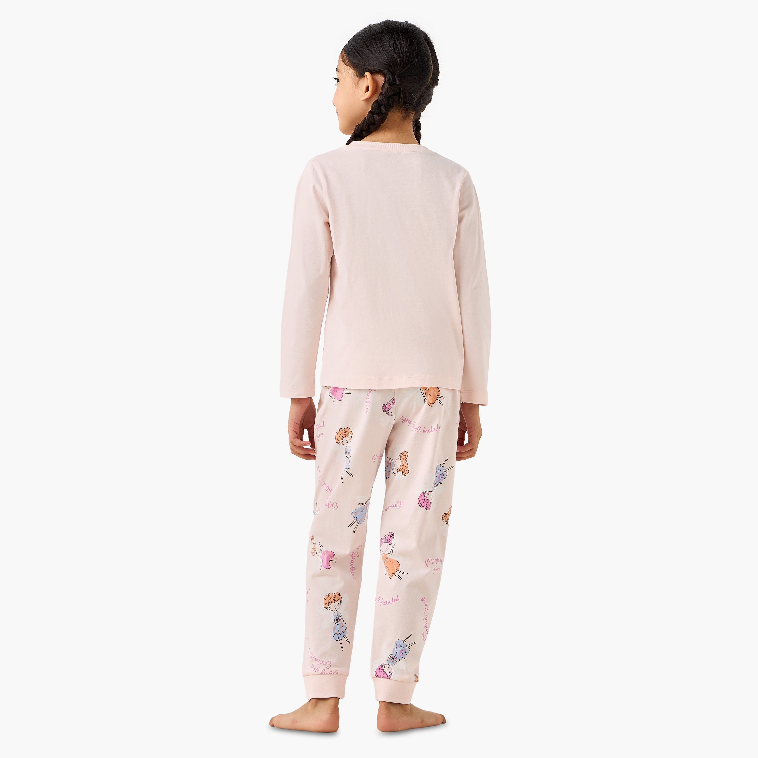Juniors Cotton Round Neck Long Sleeves Pyjama Set with Fairy Print-baby-girls-clothing-nightwear-pyjamasets-image-4