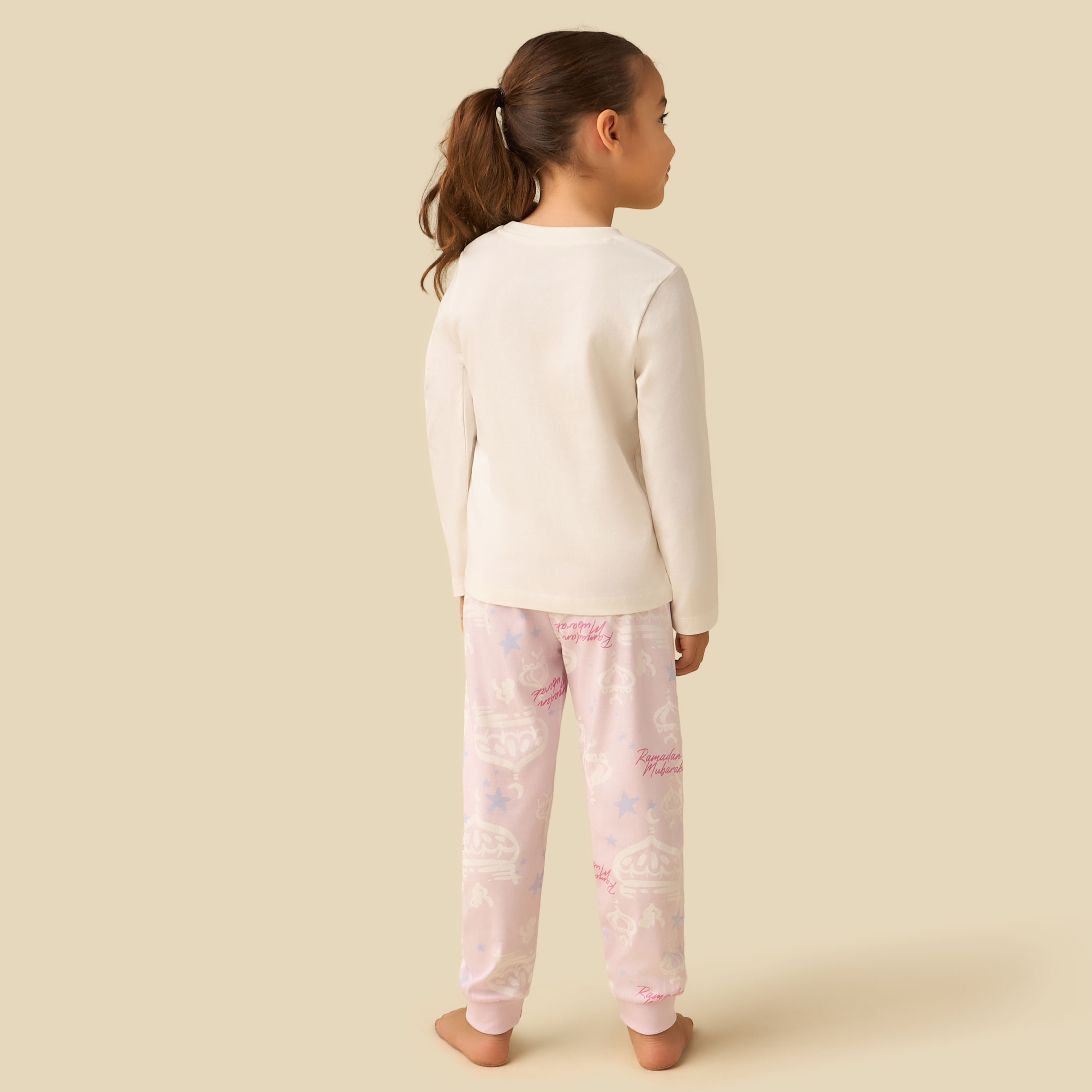 طقم بيجاما قطن بياقة ضيقة وأكمام طويلة وطبعات من جونيورز-baby-girls-clothing-nightwear-pyjamasets-image-3