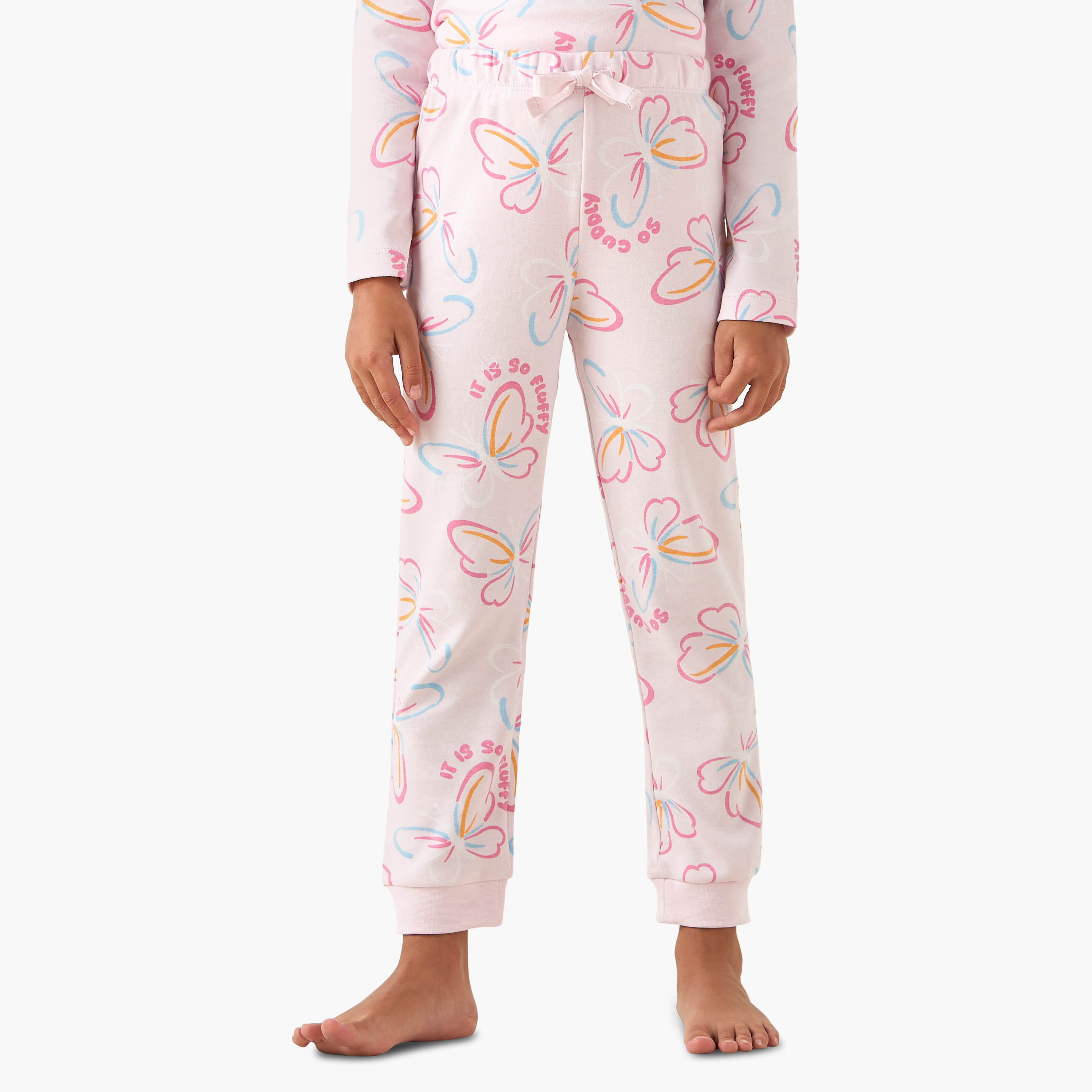 Juniors Cotton Crew Neck Long Sleeves Pyjama Set with Butterfly Print-baby-girls-clothing-nightwear-pyjamasets-image-3