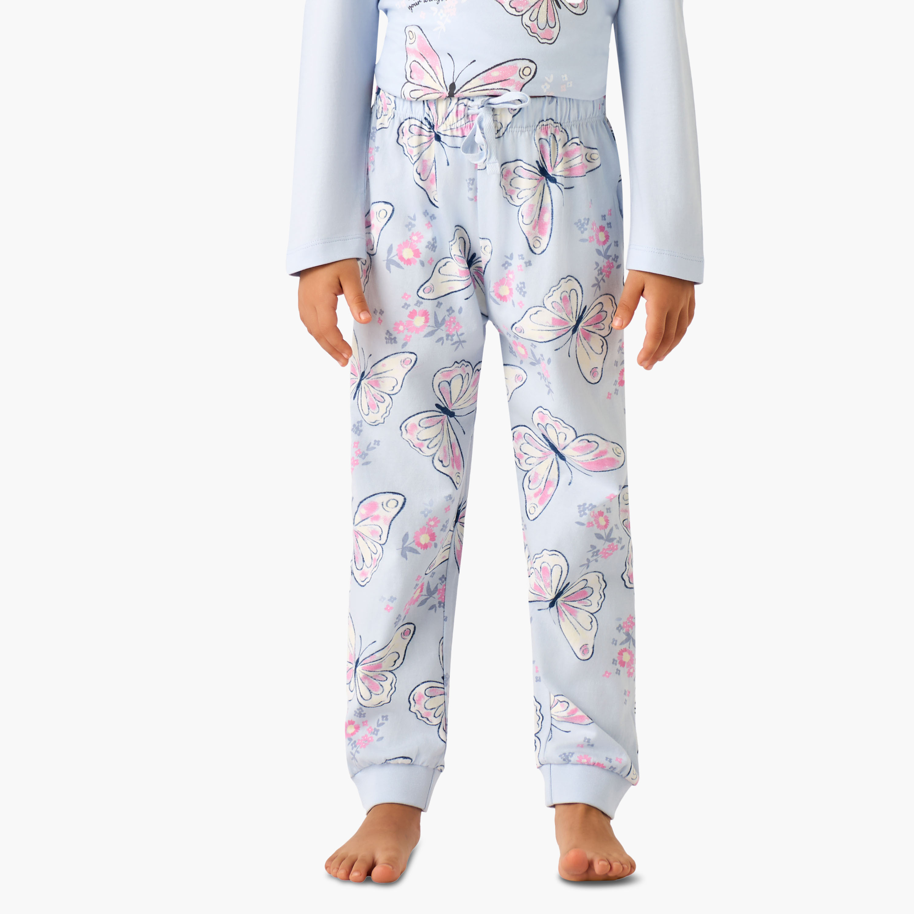 طقم بيجاما قطن بطبعات فراشة وياقة ضيقة وأكمام طويلة من جونيورز-baby-girls-clothing-nightwear-pyjamasets-image-4
