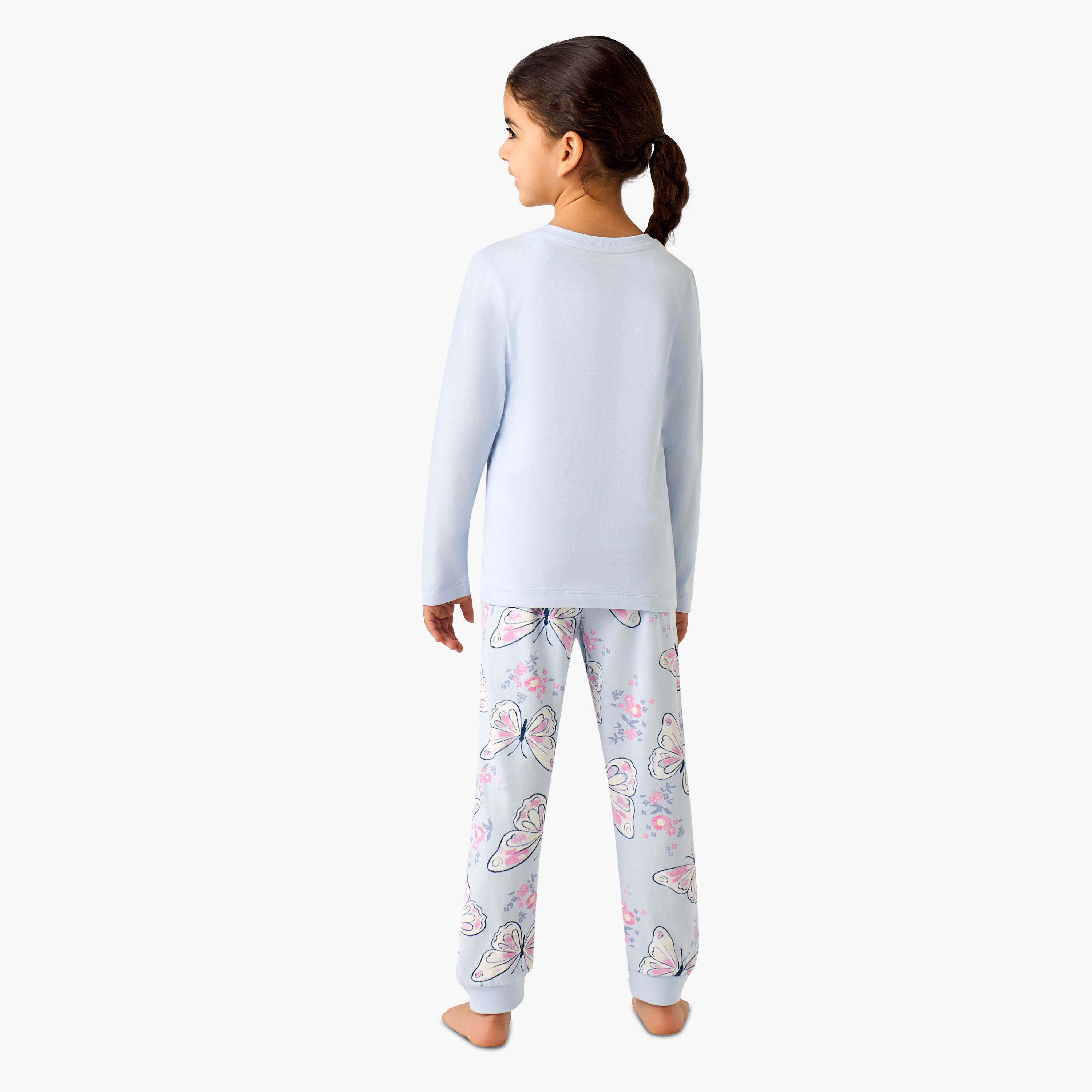 طقم بيجاما قطن بطبعات فراشة وياقة ضيقة وأكمام طويلة من جونيورز-baby-girls-clothing-nightwear-pyjamasets-image-3