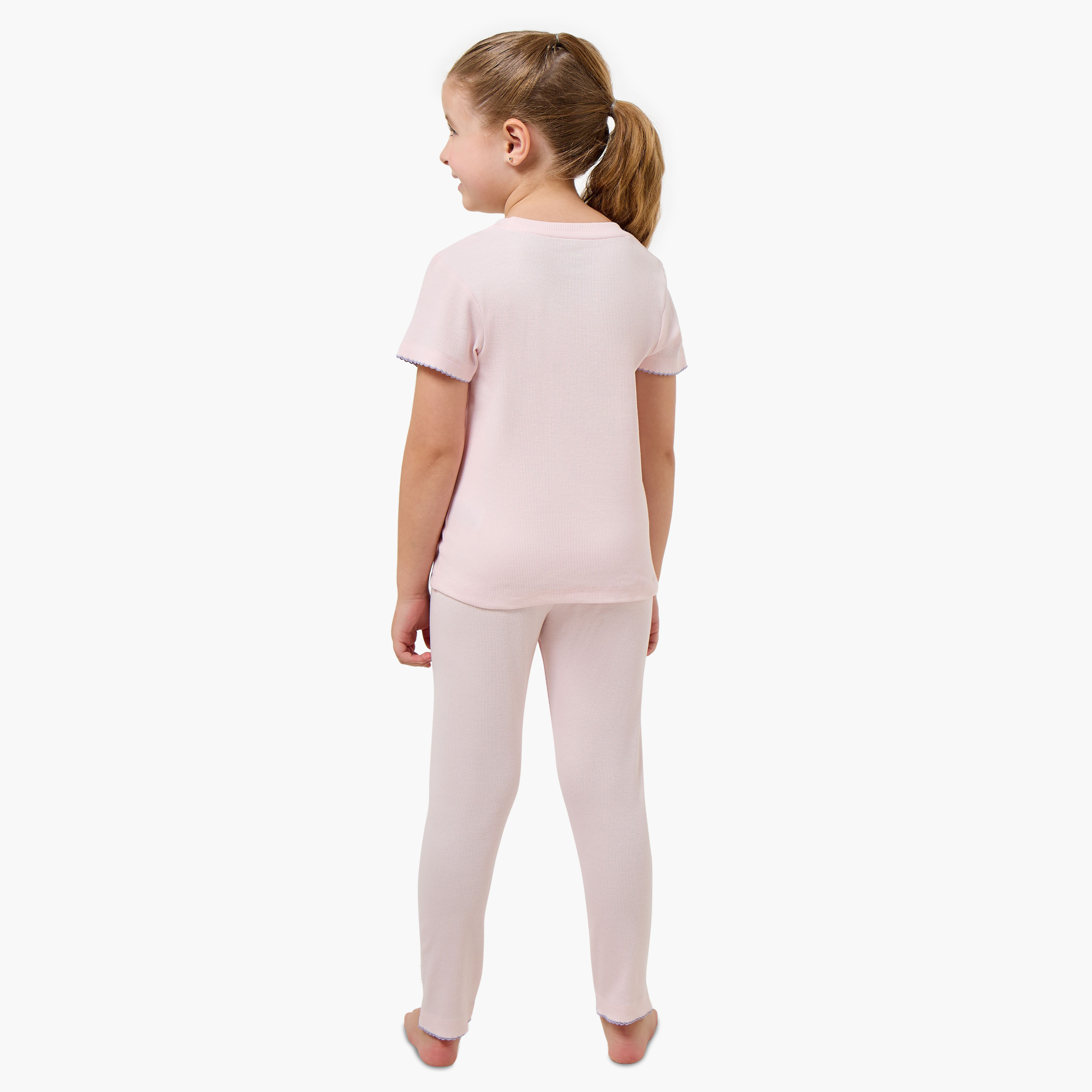 Juniors Cotton Round Neck Short Sleeves Pyjama Set with Embroidered Bow-baby-girls-clothing-nightwear-pyjamasets-image-4