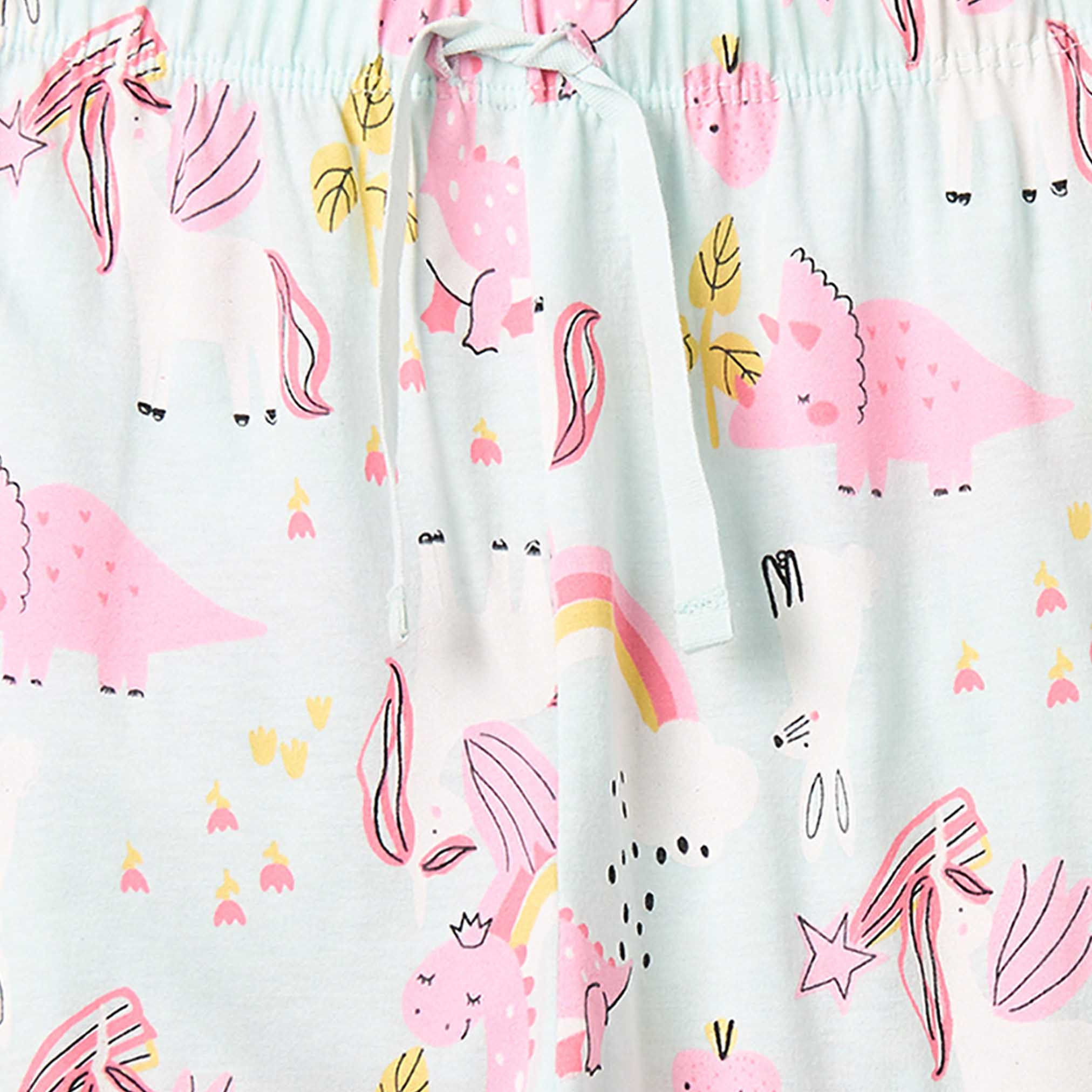 Juniors Cotton Crew Neck Short Sleeves Pyjama Set with Dinosaur Print-baby-girls-clothing-nightwear-pyjamasets-image-6