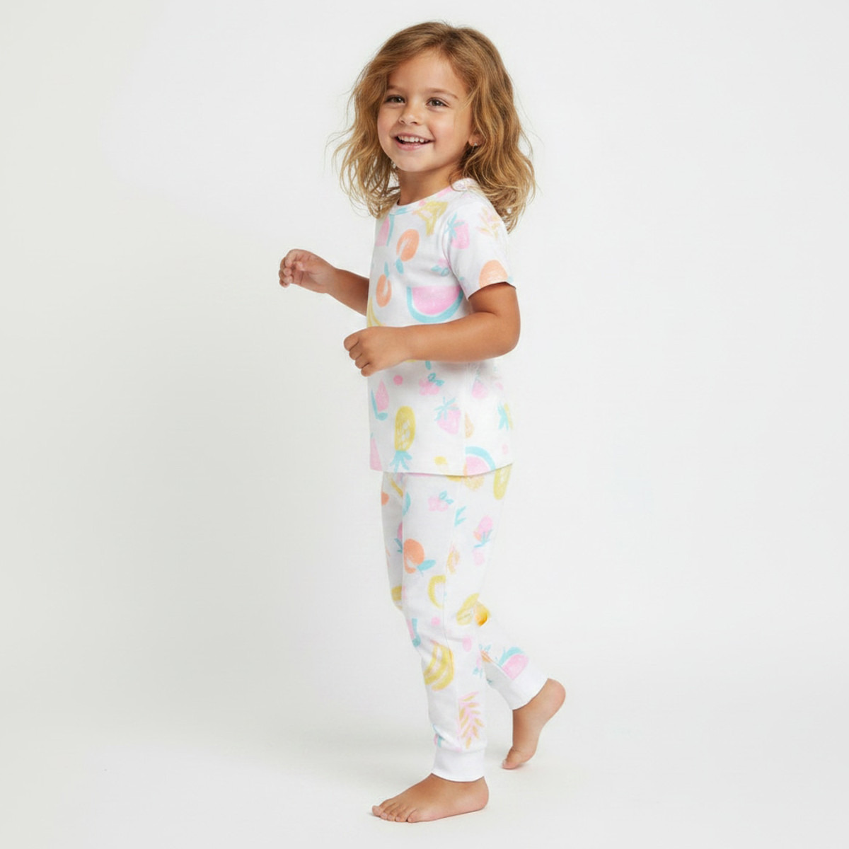 طقم بيجاما قطن برقبة ضيقة وأكمام قصيرة وطبعات من جونيورز-baby-girls-clothing-nightwear-pyjamasets-image-1