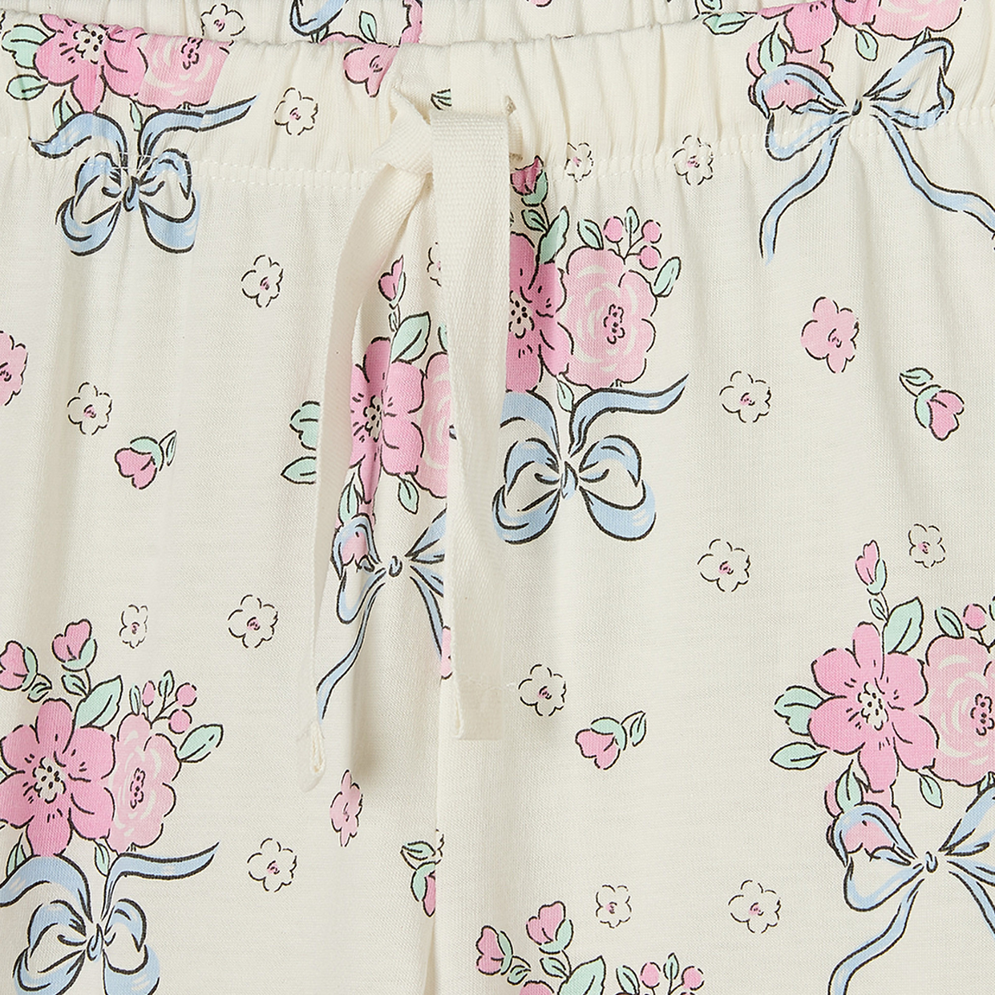 Juniors Cotton Crew Neck Short Sleeves Pyjama Set with Floral Print-girls-clothing-nightwear-image-6