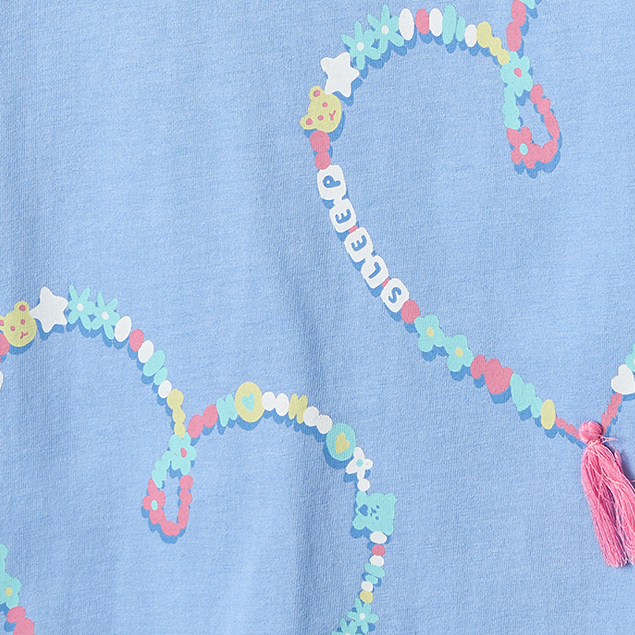 Juniors Cotton Crew Neck Short Sleeves Pyjama Set with Heart Print-girls-clothing-nightwear-image-5