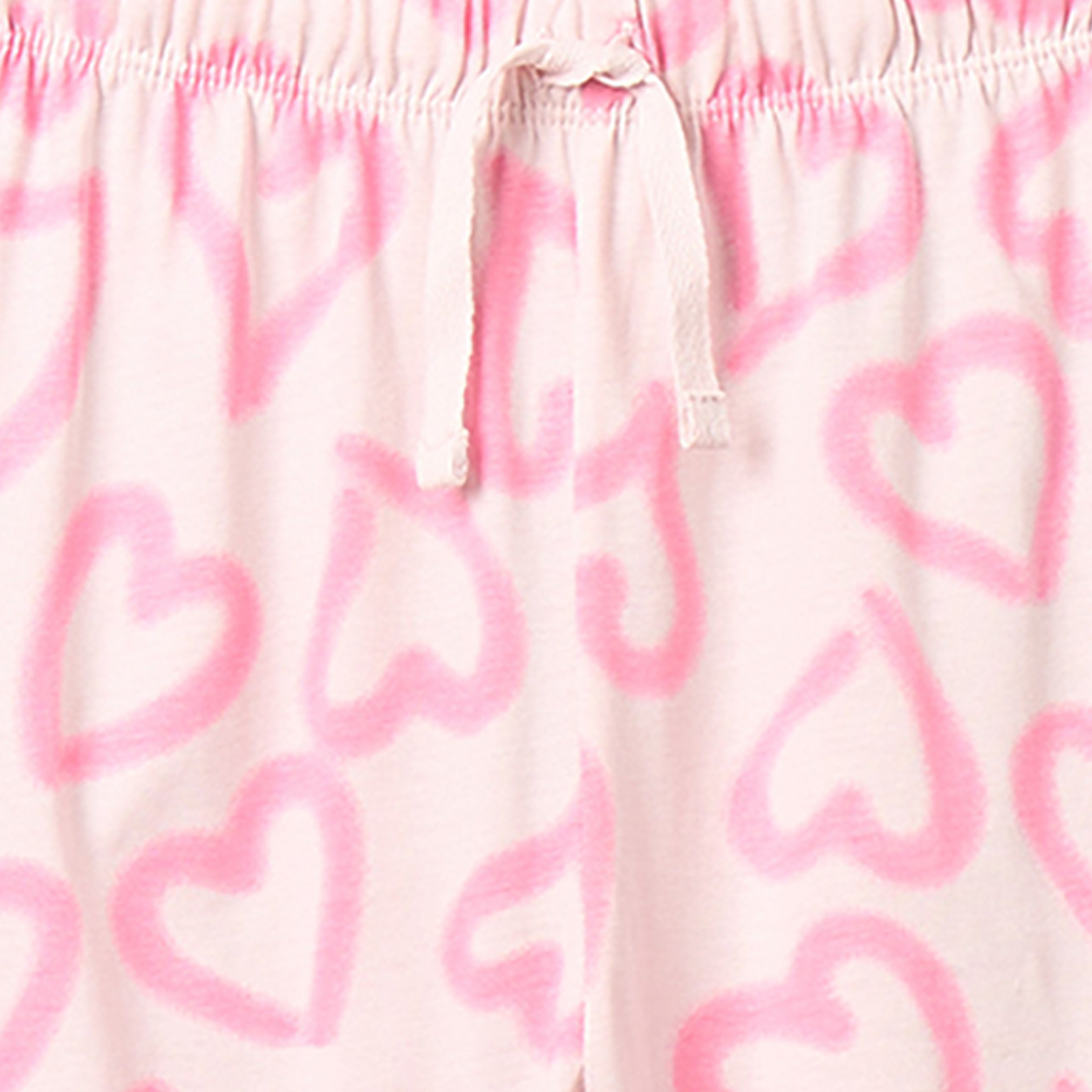 Juniors Cotton Crew Neck Short Sleeves Pyjama Set with Heart Print-girls-clothing-nightwear-image-6