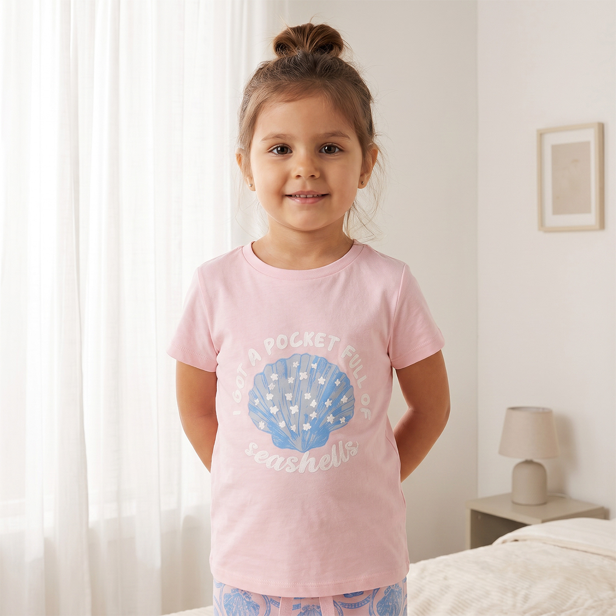 طقم بيجاما قطن بياقة ضيقة وأكمام قصيرة وطبعات من جونيورز-girls-clothing-nightwear-image-2