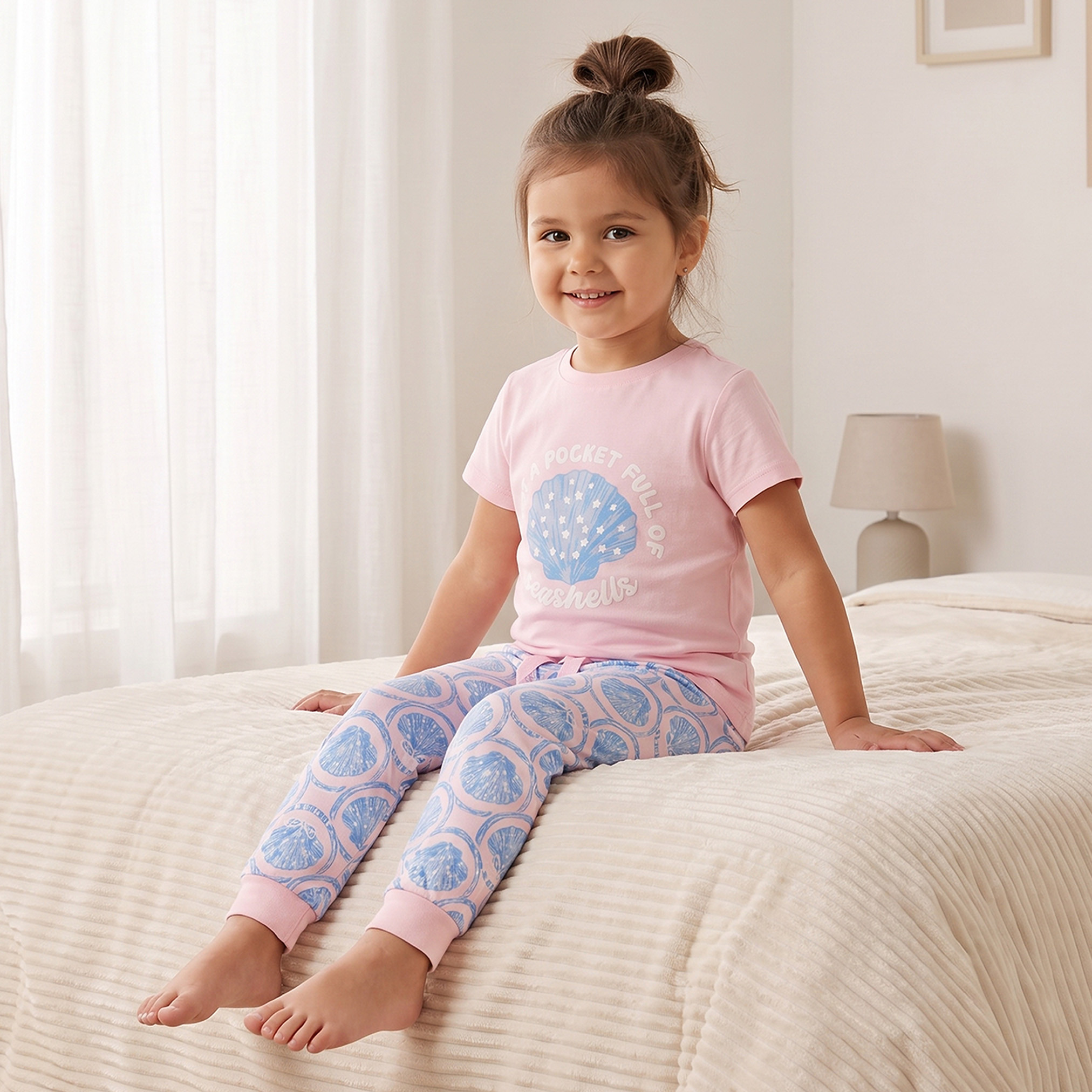 طقم بيجاما قطن بياقة ضيقة وأكمام قصيرة وطبعات من جونيورز-girls-clothing-nightwear-image-8