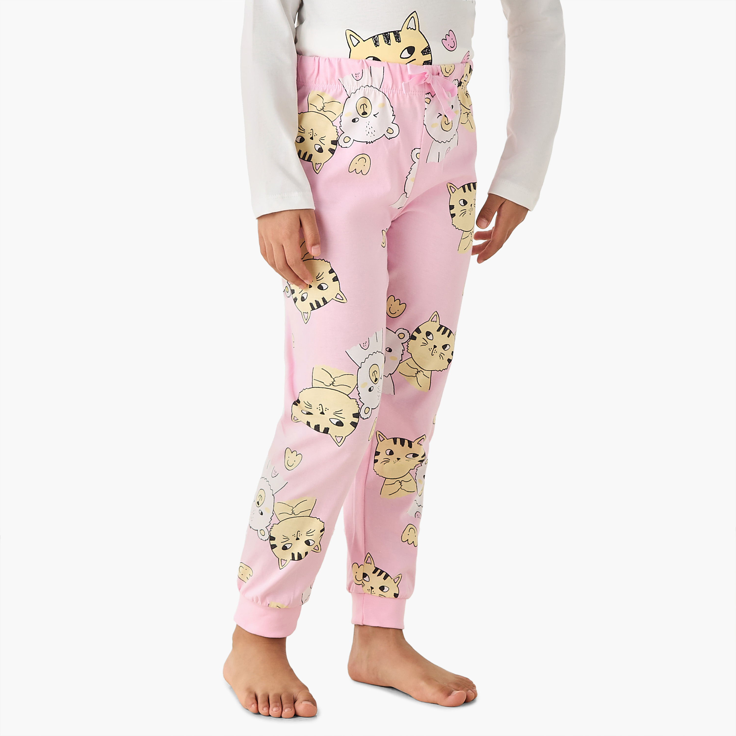 Juniors Cotton Long Sleeves Pyjama Set with Graphic Print-baby-girls-clothing-nightwear-pyjamasets-image-3