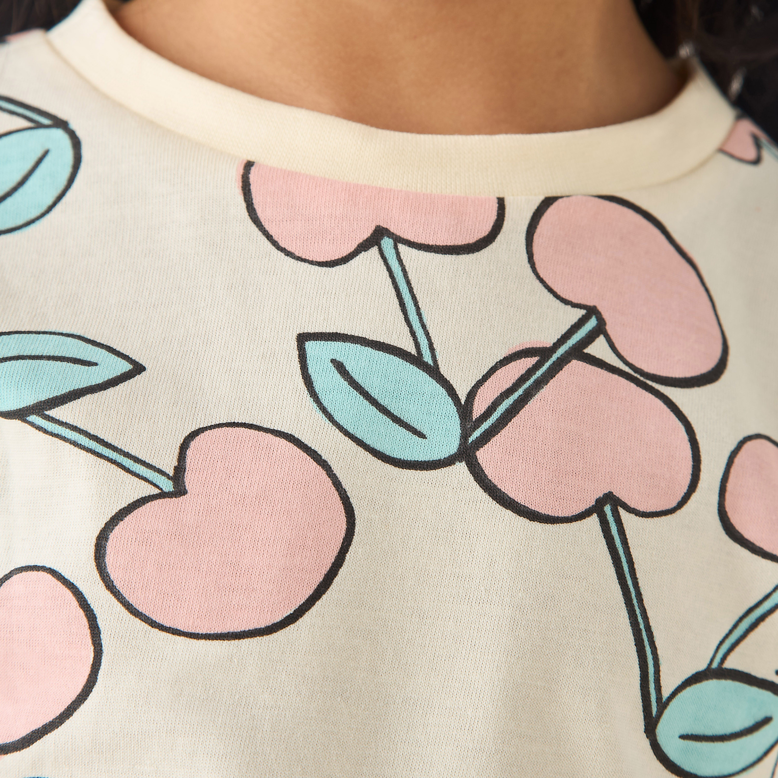 طقم بيجاما قطن بياقة ضيقة وأكمام طويلة وطبعات من جونيورز-baby-girls-clothing-nightwear-pyjamasets-image-1