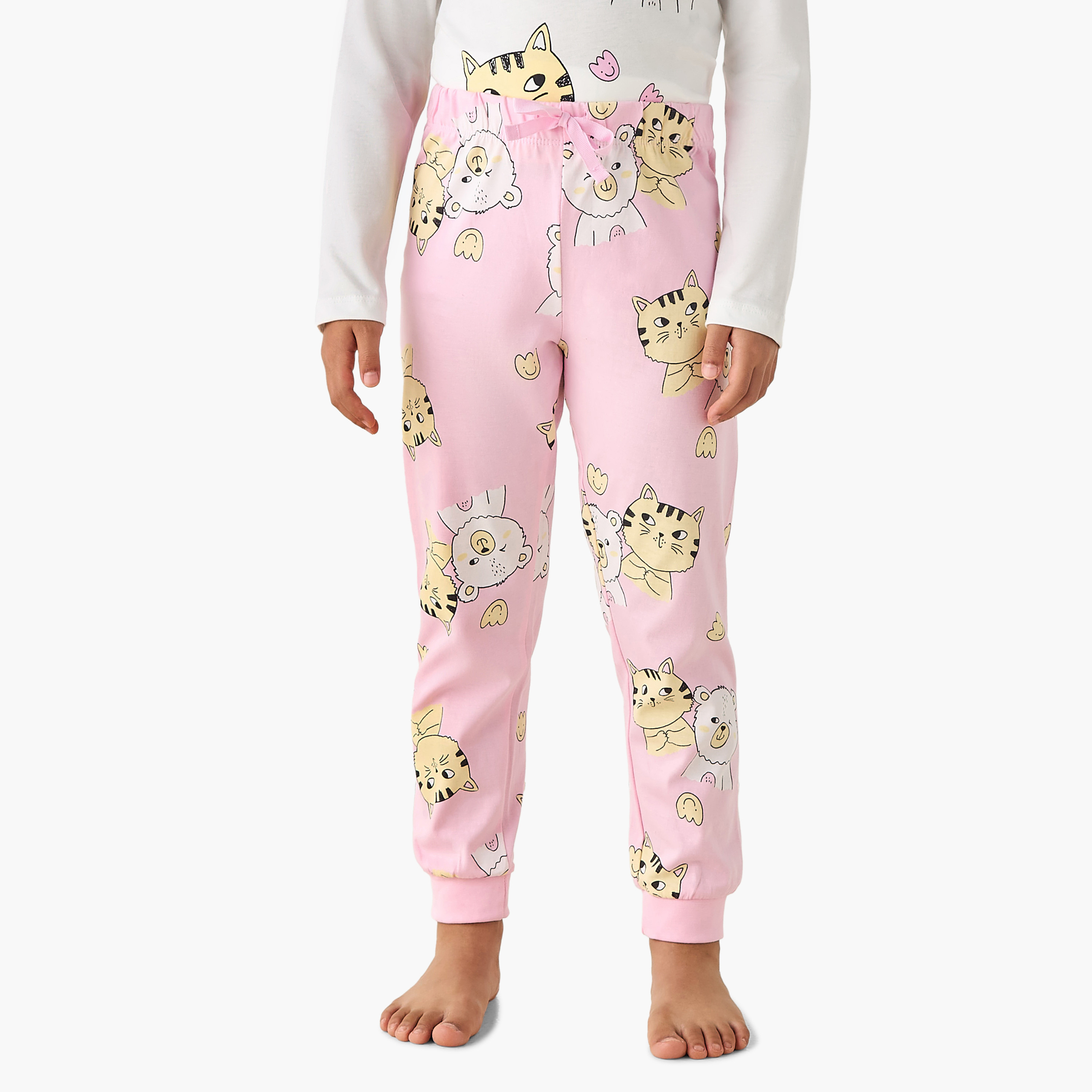 Pack of 3 Juniors Cotton Long Sleeves Pyjama Set with Graphic Print-baby-girls-clothing-nightwear-pyjamasets-image-7