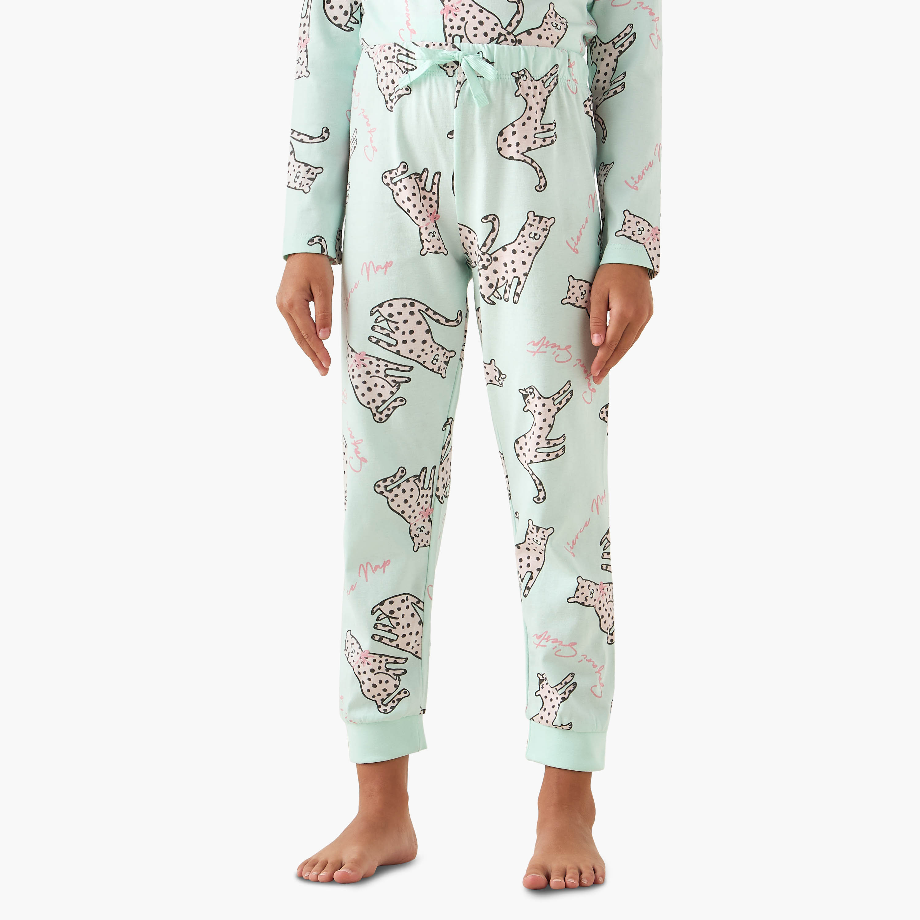 Juniors Cotton Crew Neck Long Sleeves Pyjama Set with Print-baby-girls-clothing-nightwear-pyjamasets-image-3