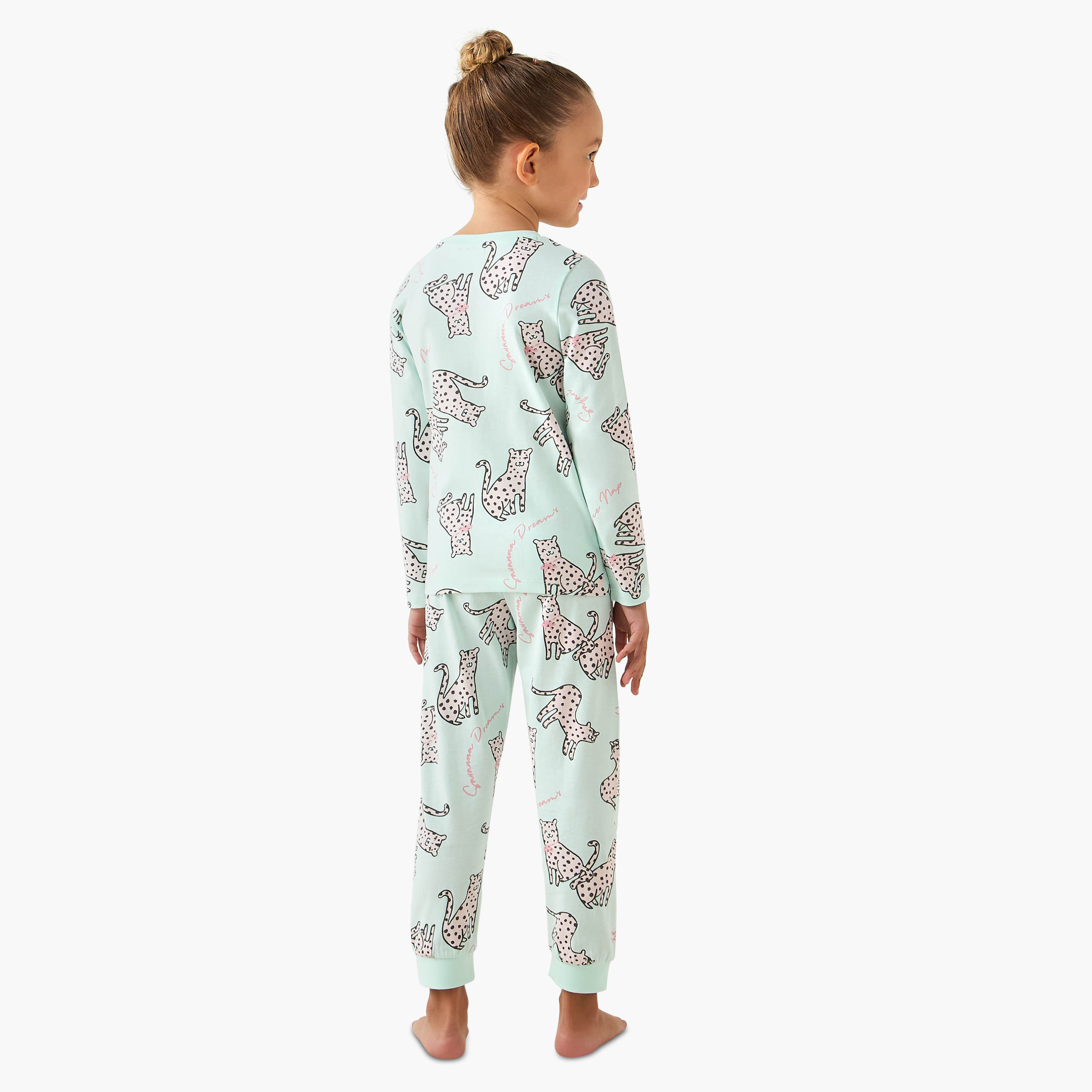 Juniors Cotton Crew Neck Long Sleeves Pyjama Set with Print-baby-girls-clothing-nightwear-pyjamasets-image-4