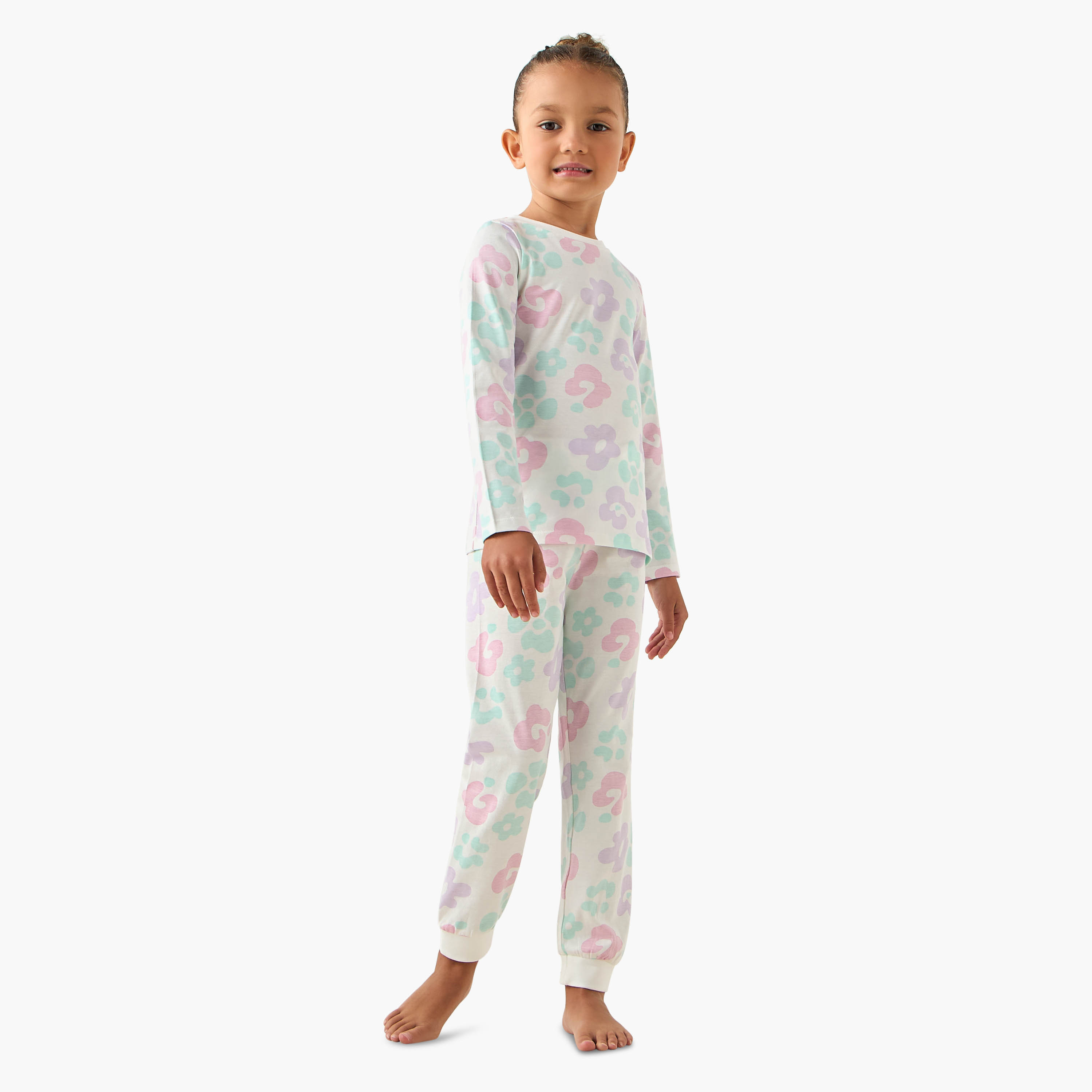 طقم بيجاما قطن بأكمام طويلة ورقبة ضيقة وطبعات زهرية من جونيورز-baby-girls-clothing-nightwear-pyjamasets-image-6