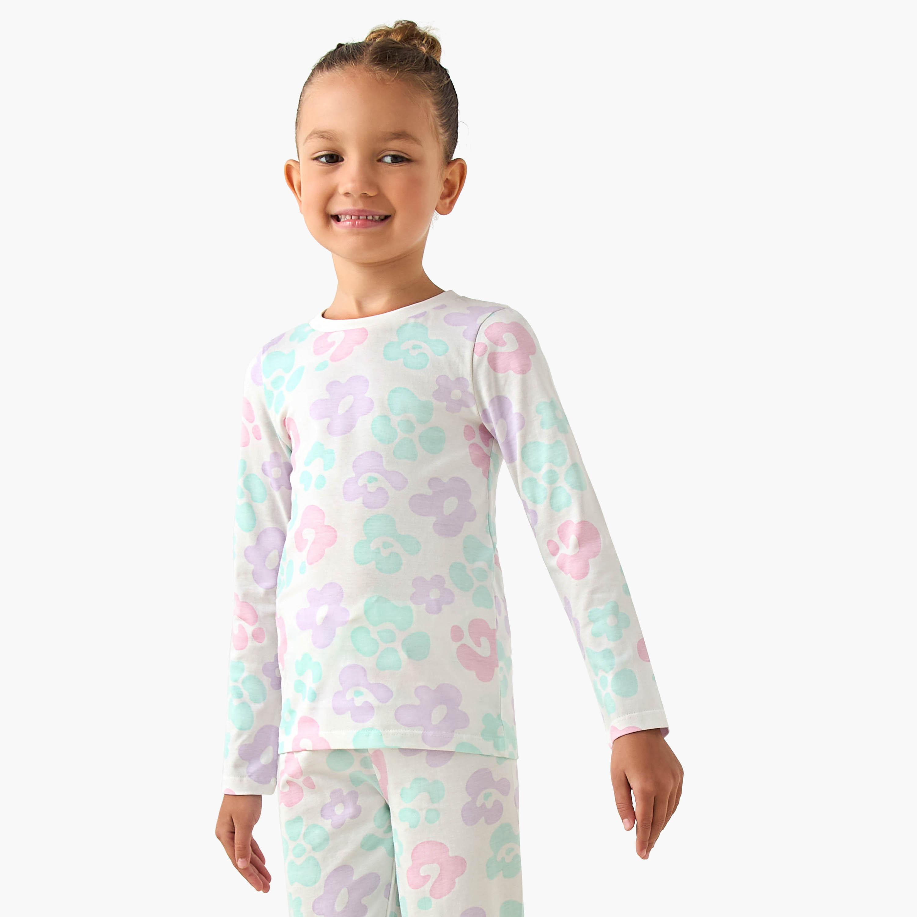 طقم بيجاما قطن بأكمام طويلة ورقبة ضيقة وطبعات زهرية من جونيورز-baby-girls-clothing-nightwear-pyjamasets-image-5