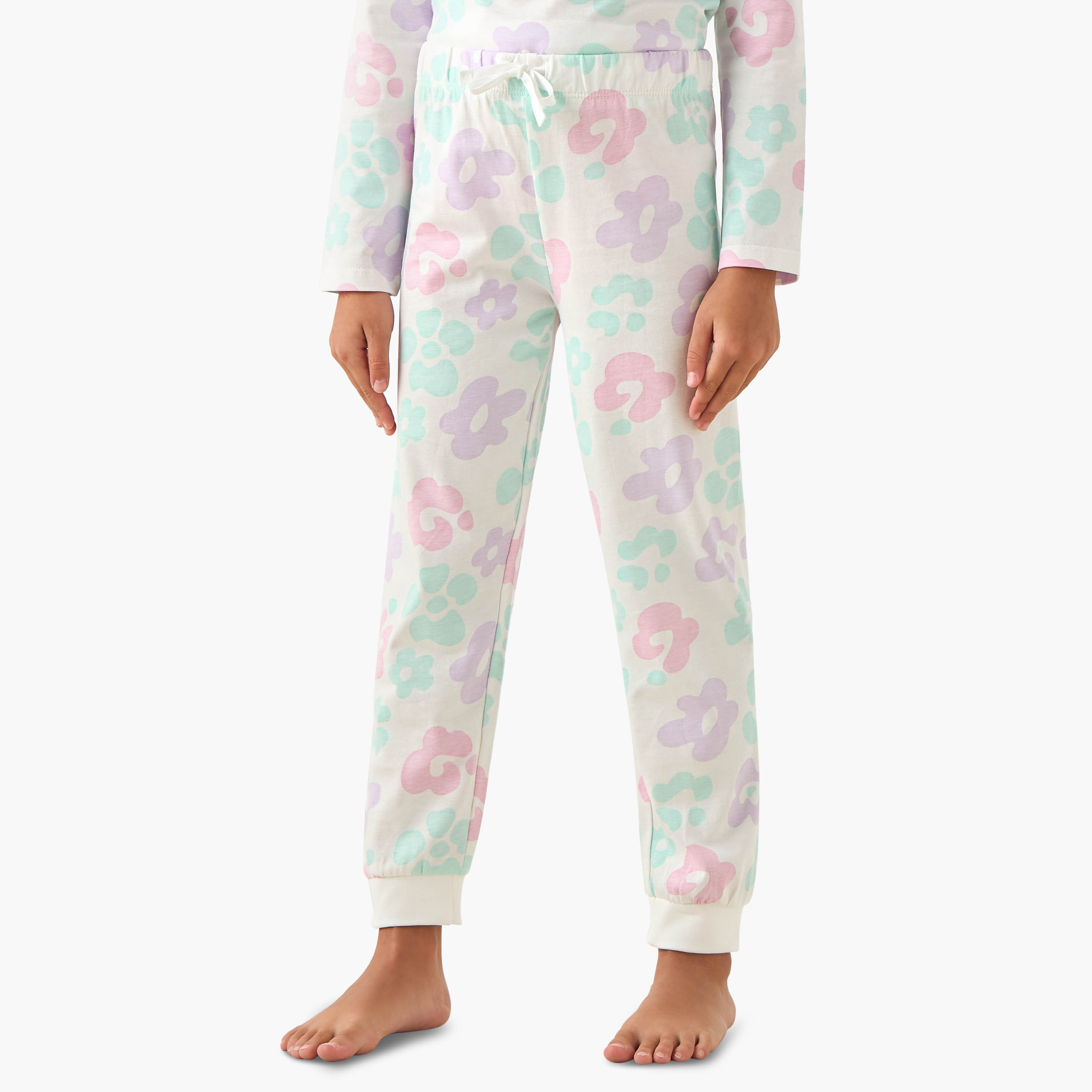 طقم بيجاما قطن بأكمام طويلة ورقبة ضيقة وطبعات زهرية من جونيورز-baby-girls-clothing-nightwear-pyjamasets-image-4