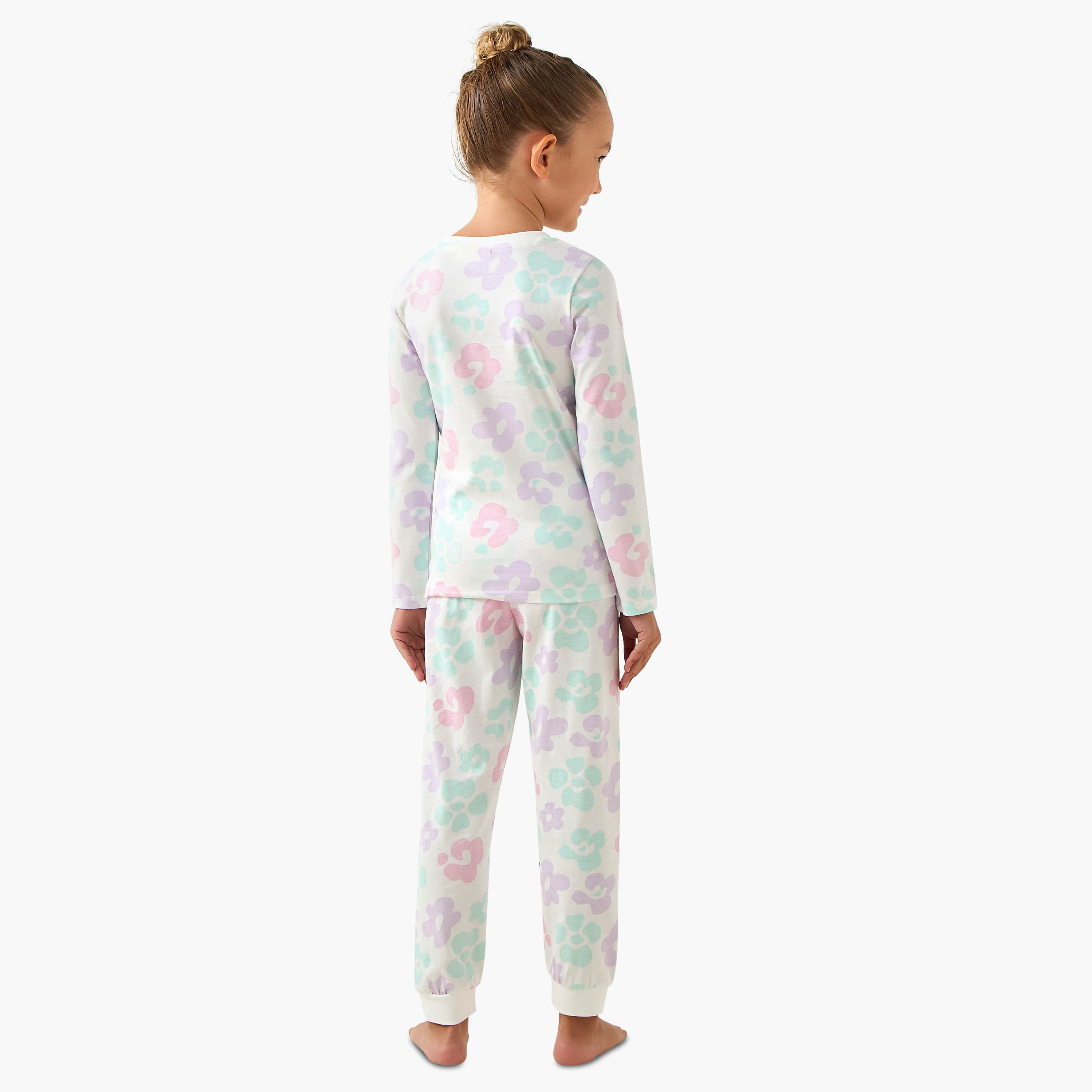 طقم بيجاما قطن بأكمام طويلة ورقبة ضيقة وطبعات زهرية من جونيورز-baby-girls-clothing-nightwear-pyjamasets-image-3