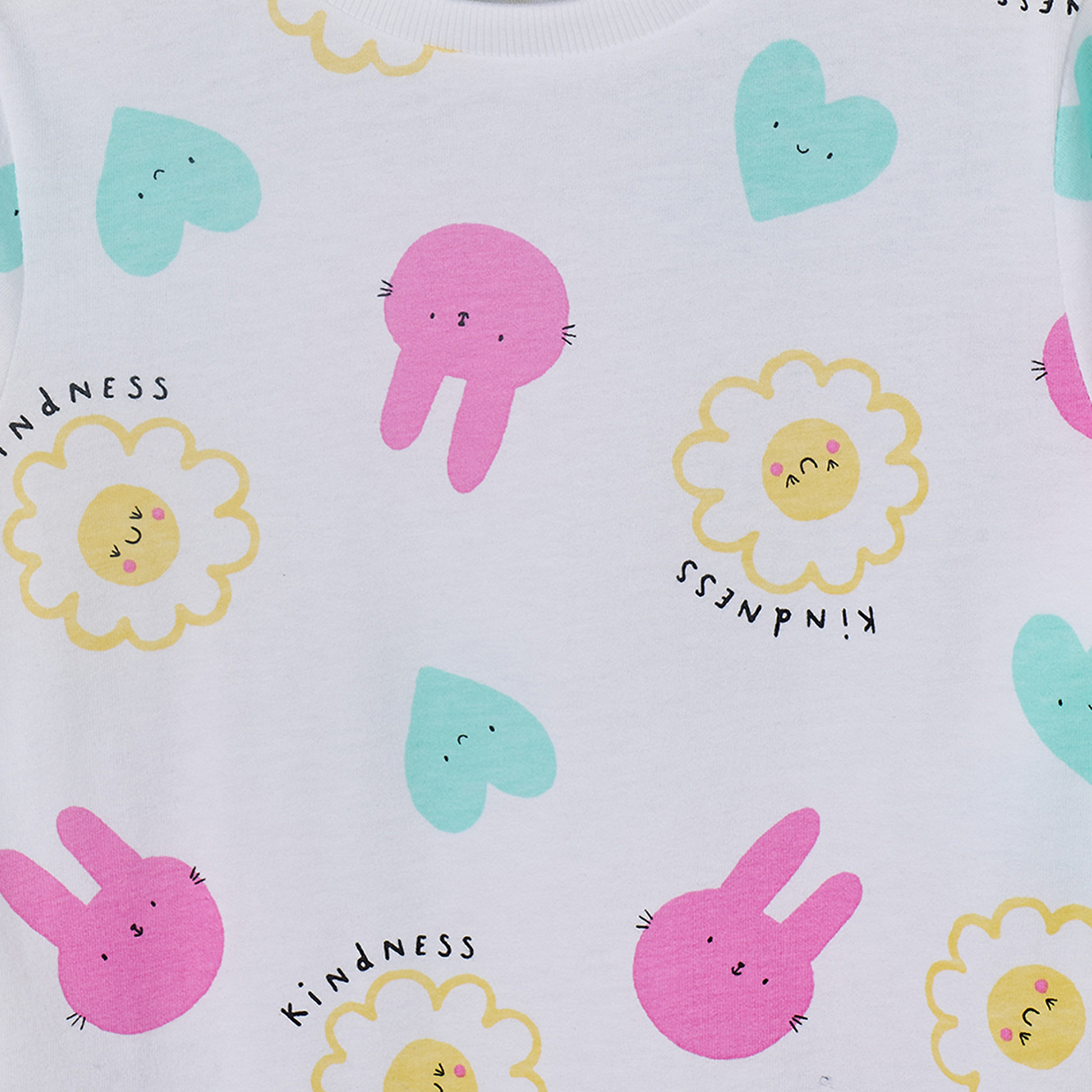طقم بيجاما قطن بطبعات أرنب وأكمام طويلة وياقة ضيقة من جونيورز-girls-clothing-nightwear-image-5