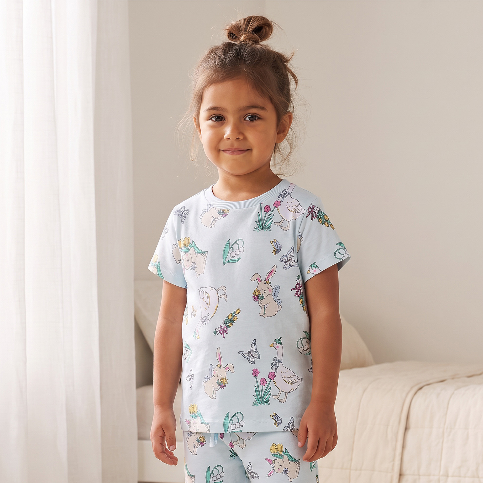 طقم بيجاما برقبة ضيقة وأكمام قصيرة وطبعات من جونيورز-girls-clothing-nightwear-image-2