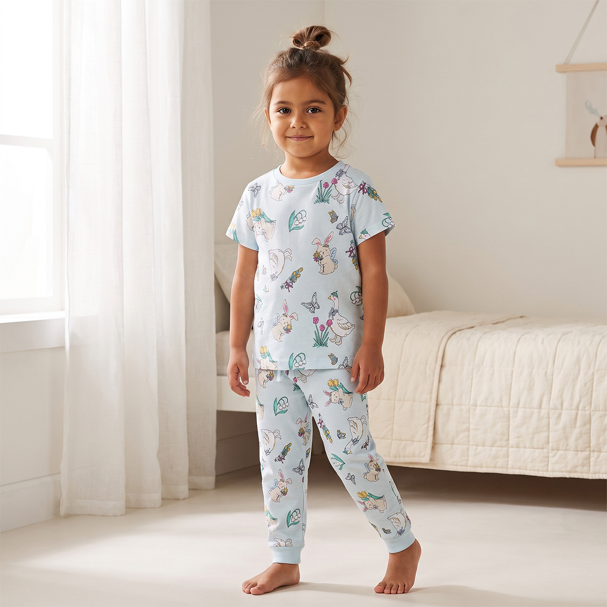 طقم بيجاما برقبة ضيقة وأكمام قصيرة وطبعات من جونيورز-girls-clothing-nightwear-image-7