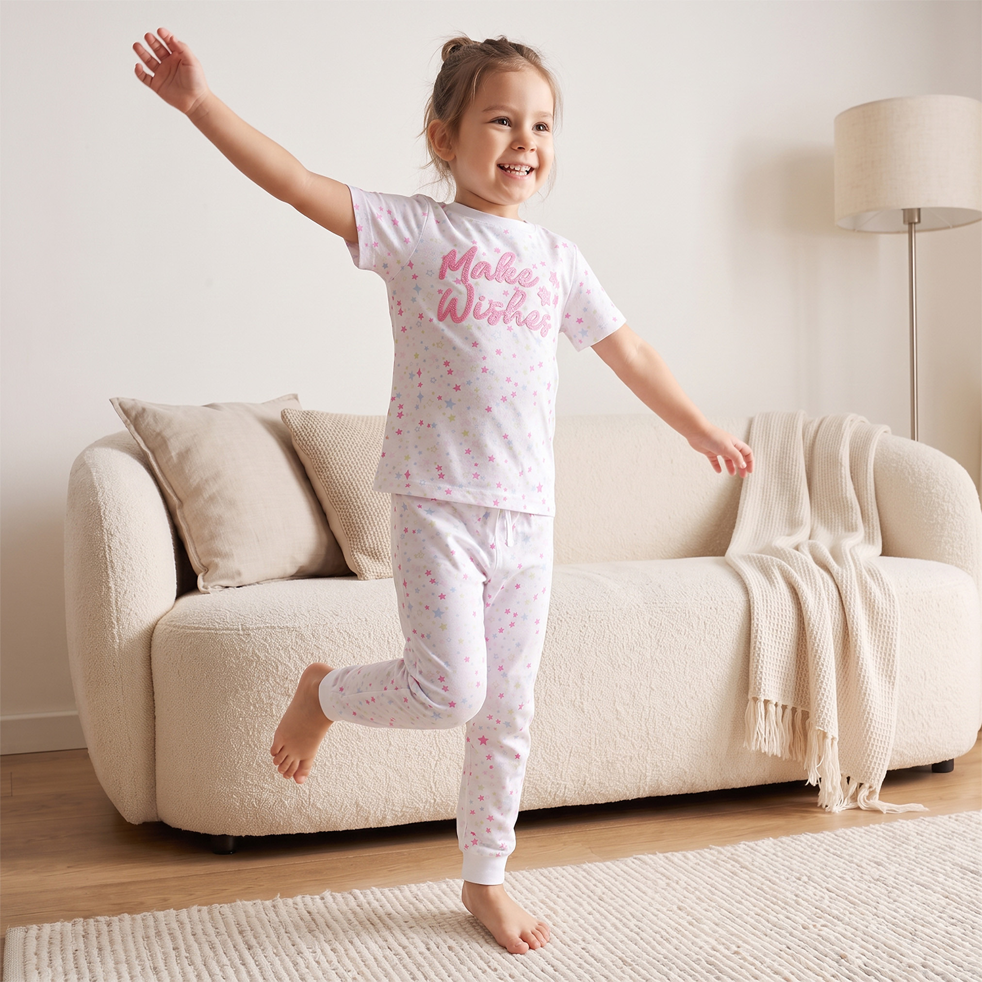 طقم بيجاما قطن برقبة ضيقة وأكمام قصيرة وطبعات متنوعة طقمين من جونيورز-girls-clothing-nightwear-image-2
