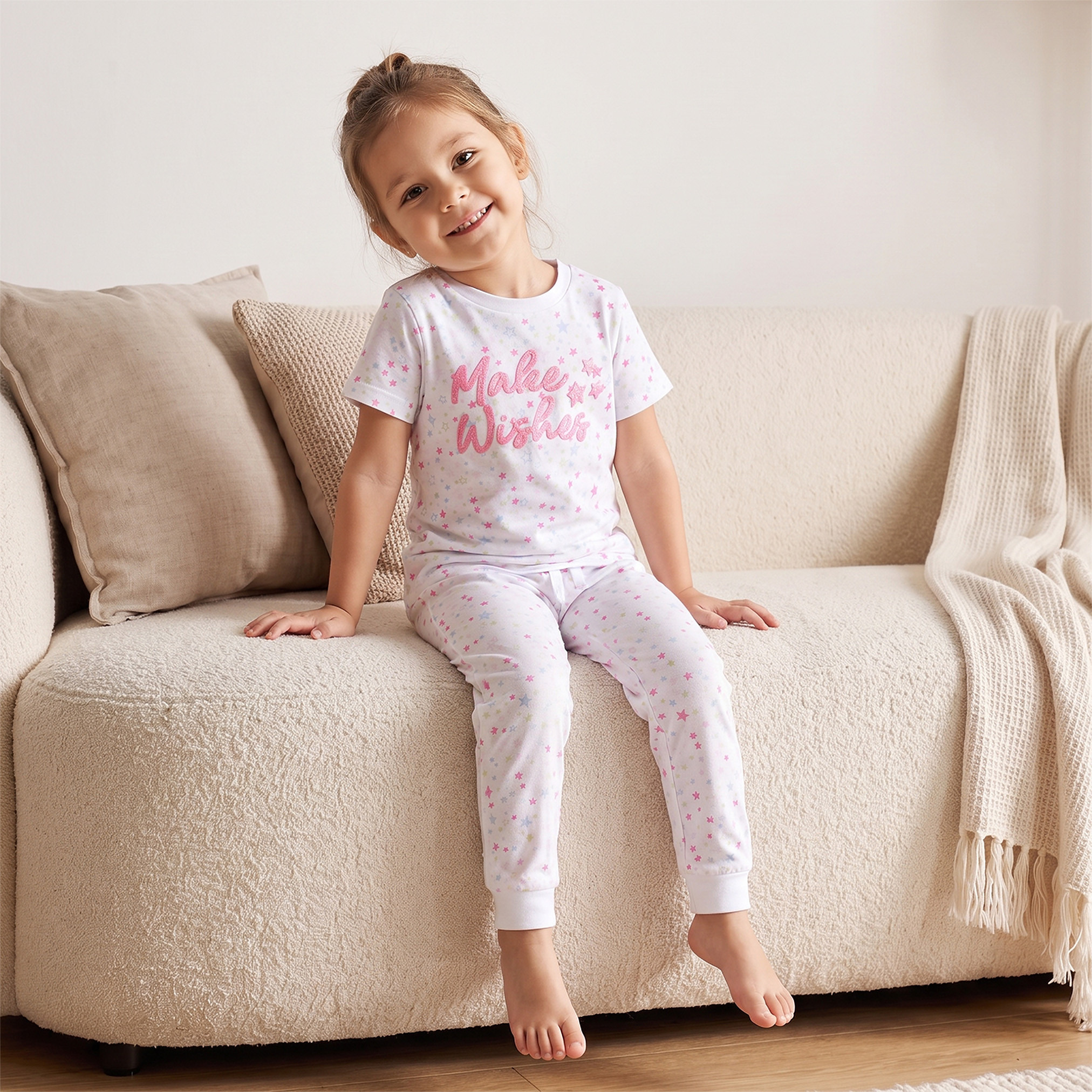 طقم بيجاما قطن برقبة ضيقة وأكمام قصيرة وطبعات متنوعة طقمين من جونيورز-girls-clothing-nightwear-image-3