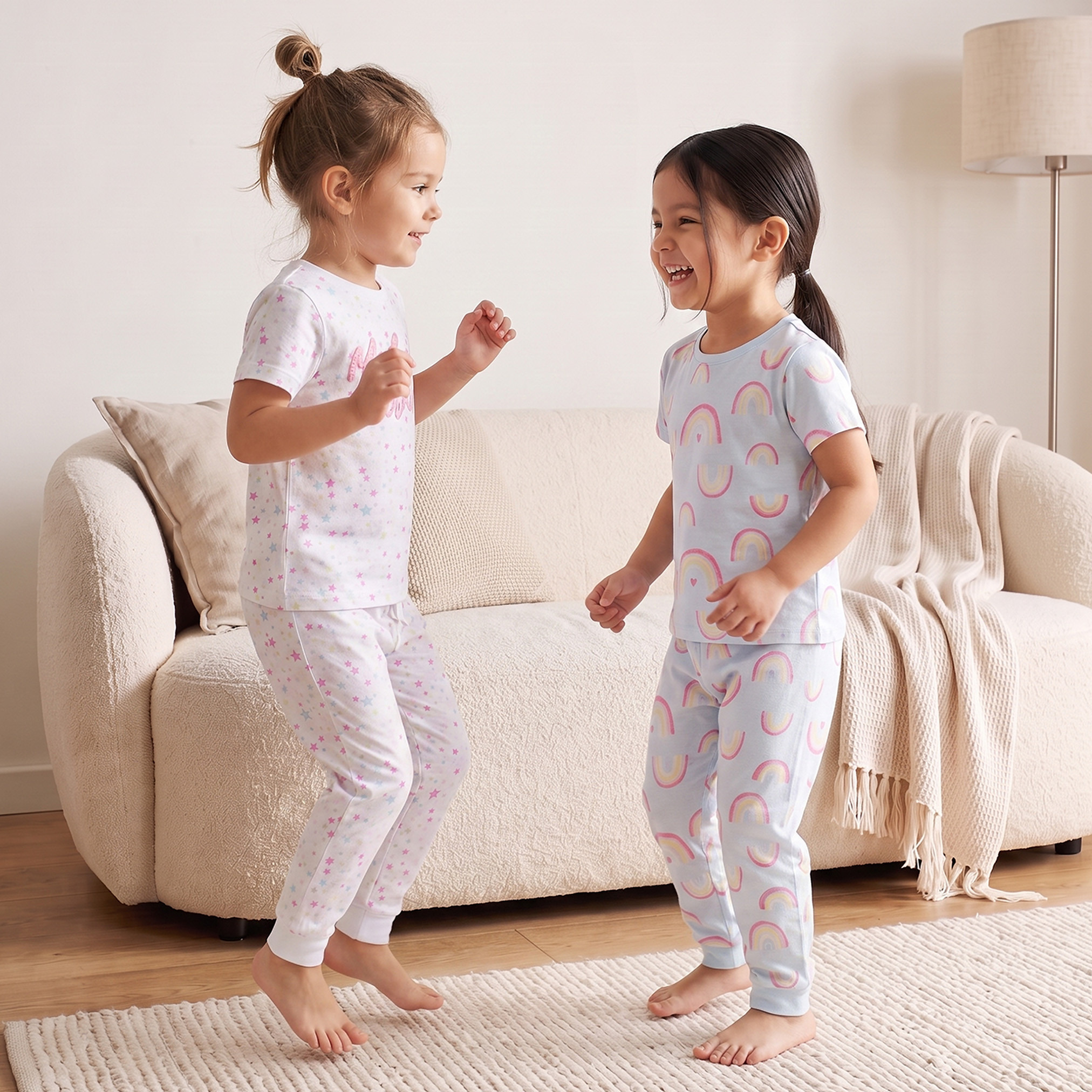 طقم بيجاما قطن برقبة ضيقة وأكمام قصيرة وطبعات متنوعة طقمين من جونيورز-girls-clothing-nightwear-image-4