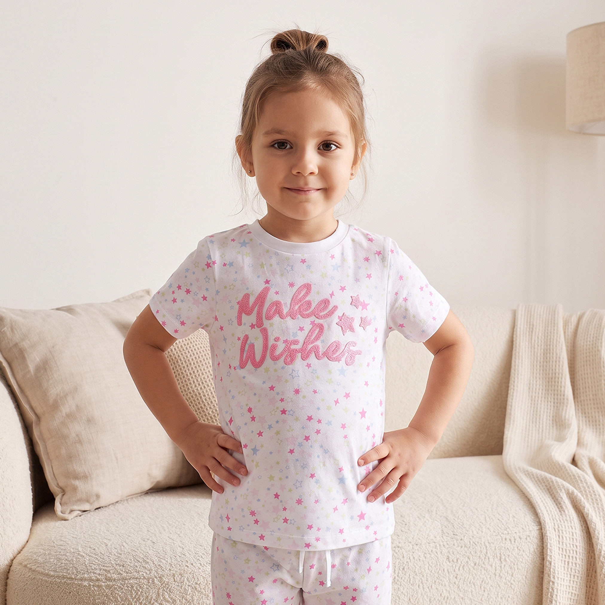 طقم بيجاما قطن برقبة ضيقة وأكمام قصيرة وطبعات متنوعة طقمين من جونيورز-girls-clothing-nightwear-image-7