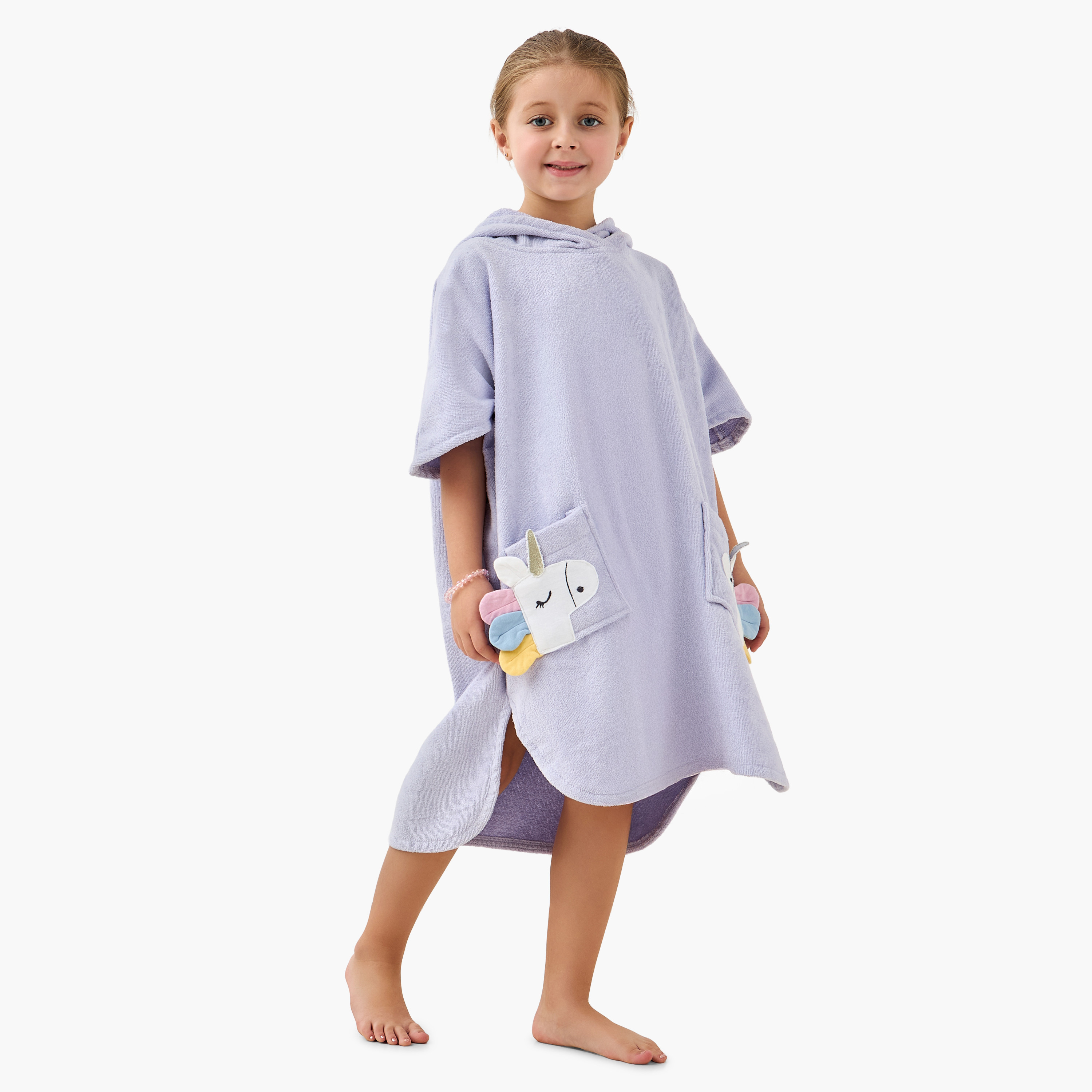Juniors Terry Hooded Bathrobe with Unicorn Applique-girls-clothing-nightwear-image-2