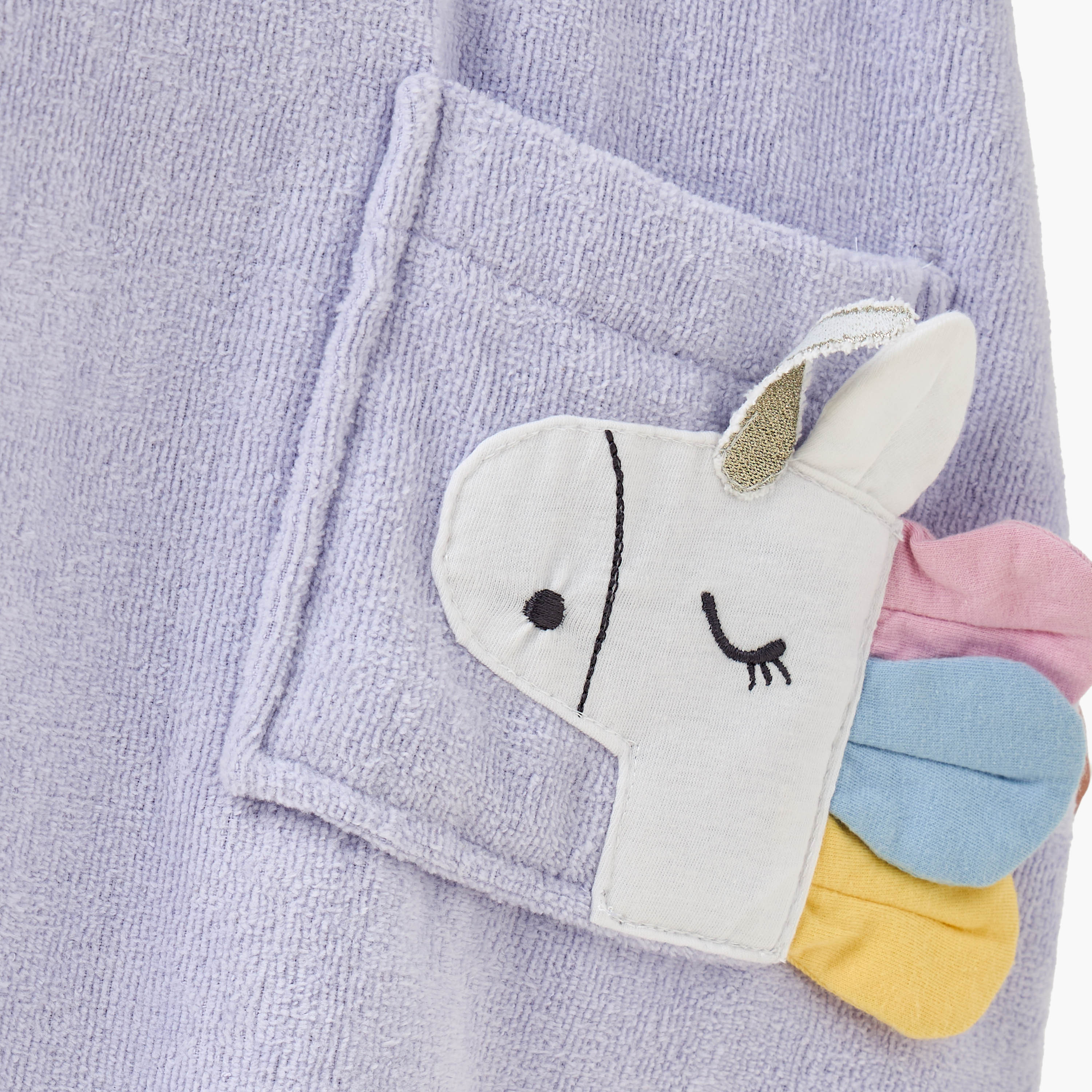 Juniors Terry Hooded Bathrobe with Unicorn Applique-girls-clothing-nightwear-image-4