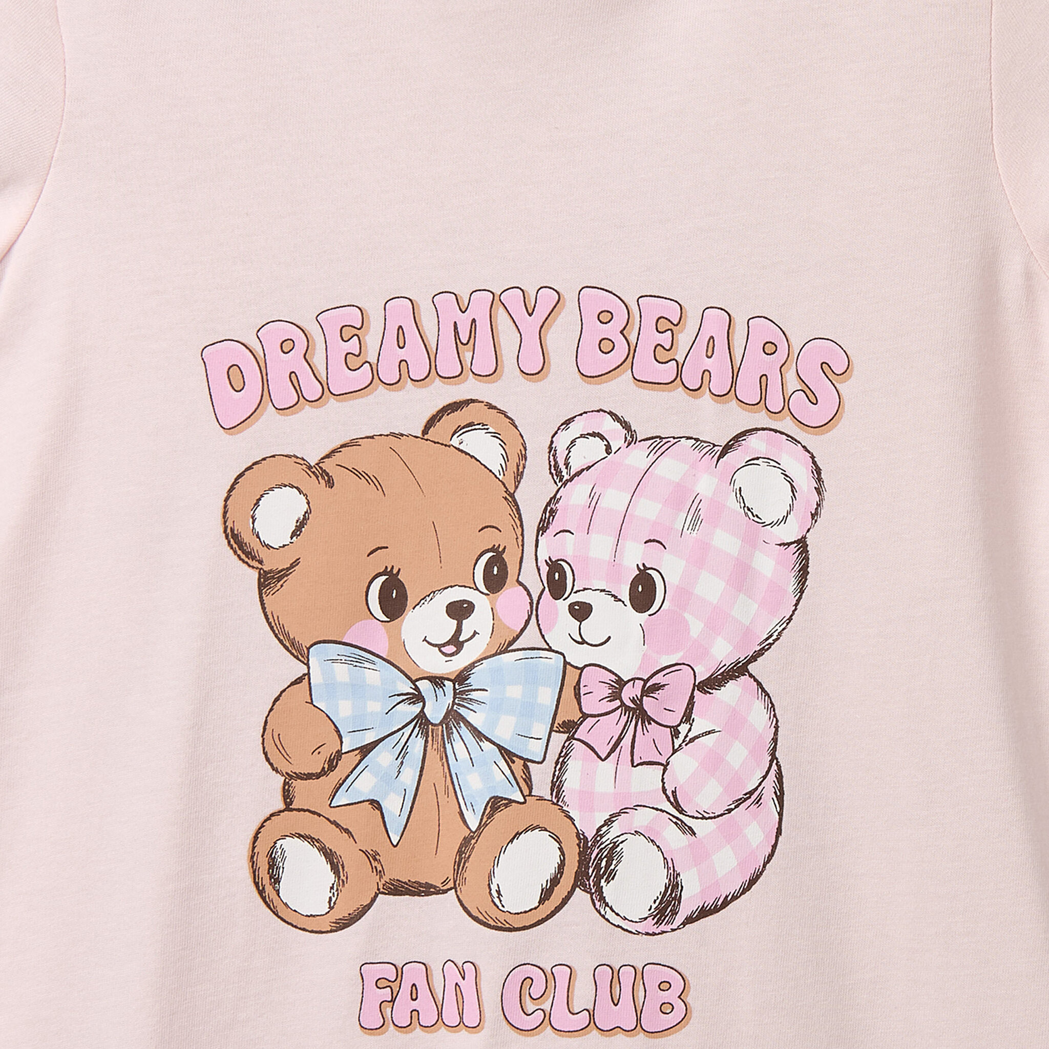 طقم قميص نوم قطني بياقة مستديرة وأكمام قصيرة بطبعة دب من جونيورز - قطعتين-girls-clothing-nightwear-image-4