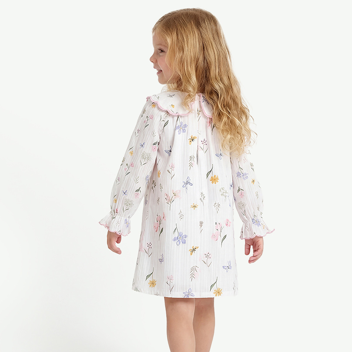 قميص نوم قطن بياقة بيتر بان وأكمام طويلة بطبعات زهور من جونيورز-baby-girls-clothing-nightwear-pyjamasets-image-3