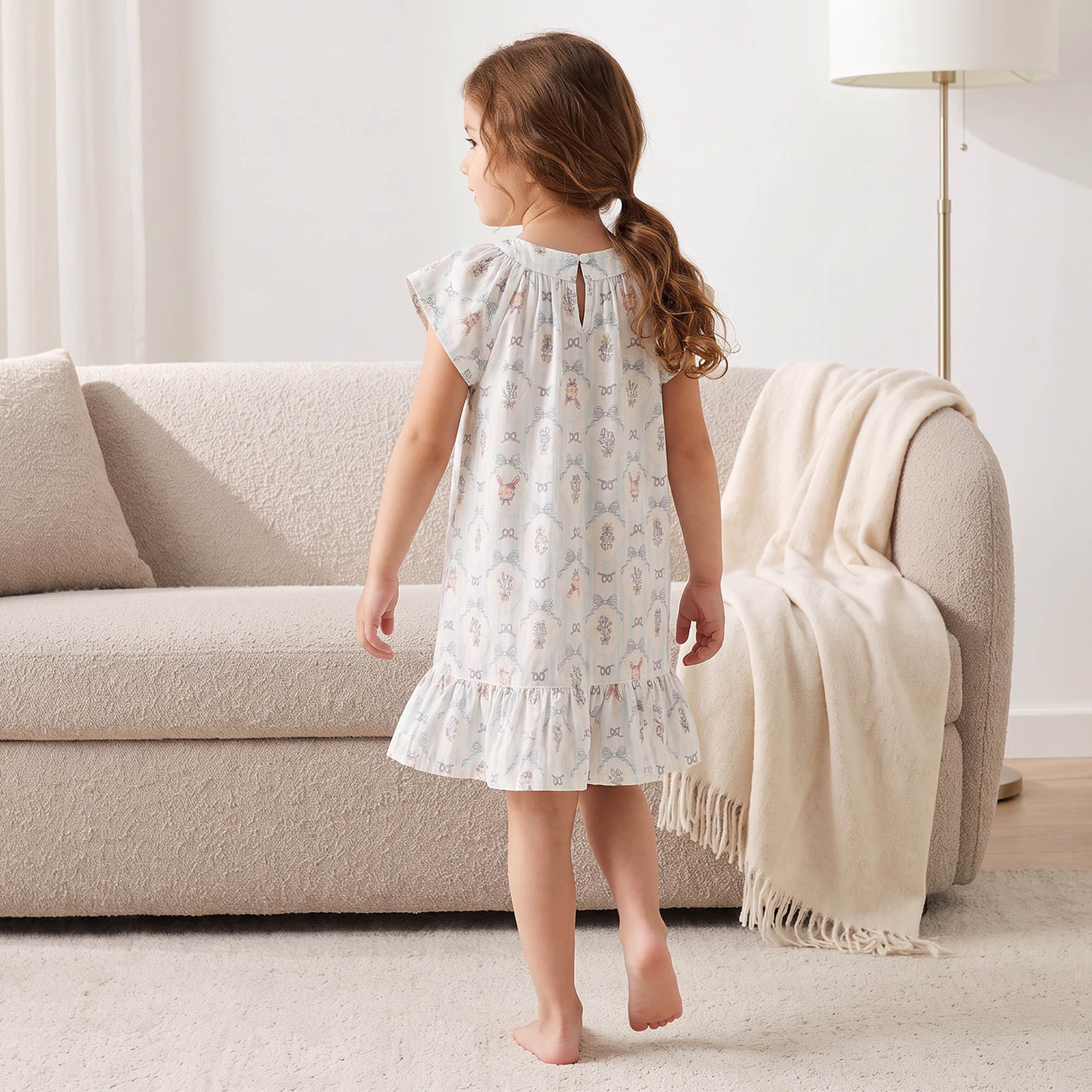 فستان نوم قطن بأكمام قصيرة ورقبة ضيقة وطبعات من جونيورز-girls-clothing-nightwear-image-2