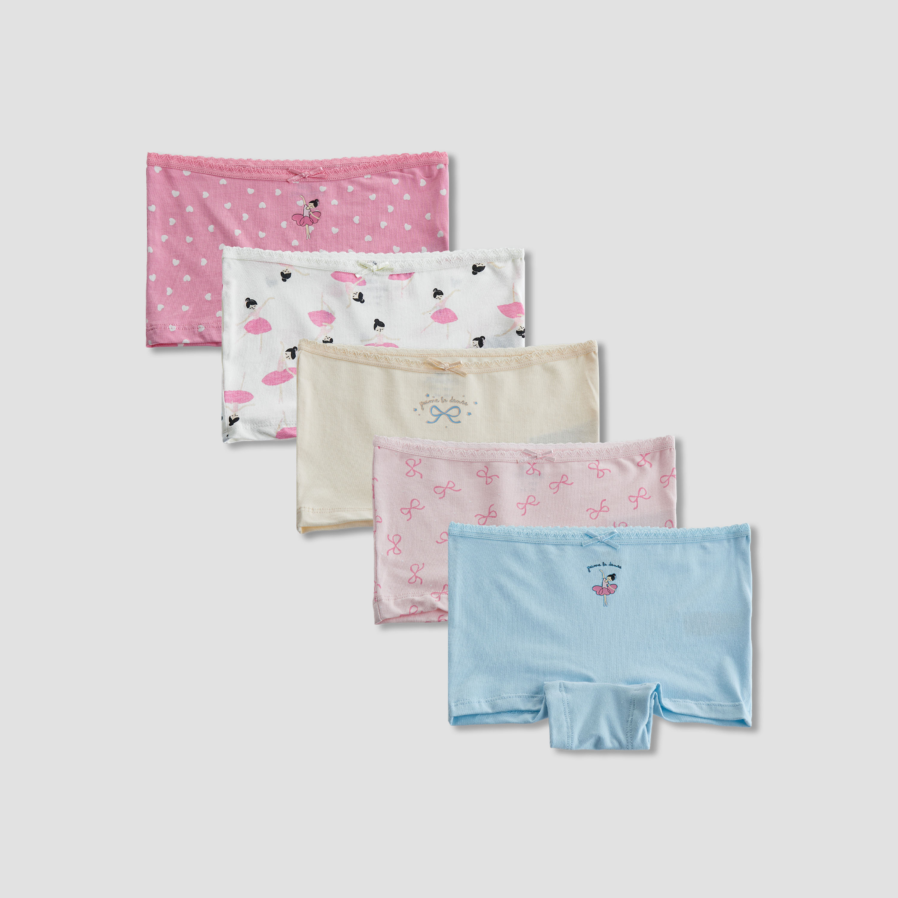 Pack of 5 Juniors Cotton Boyshorts with Ballerina Print-girls-clothing-innerwear-panties-image-1