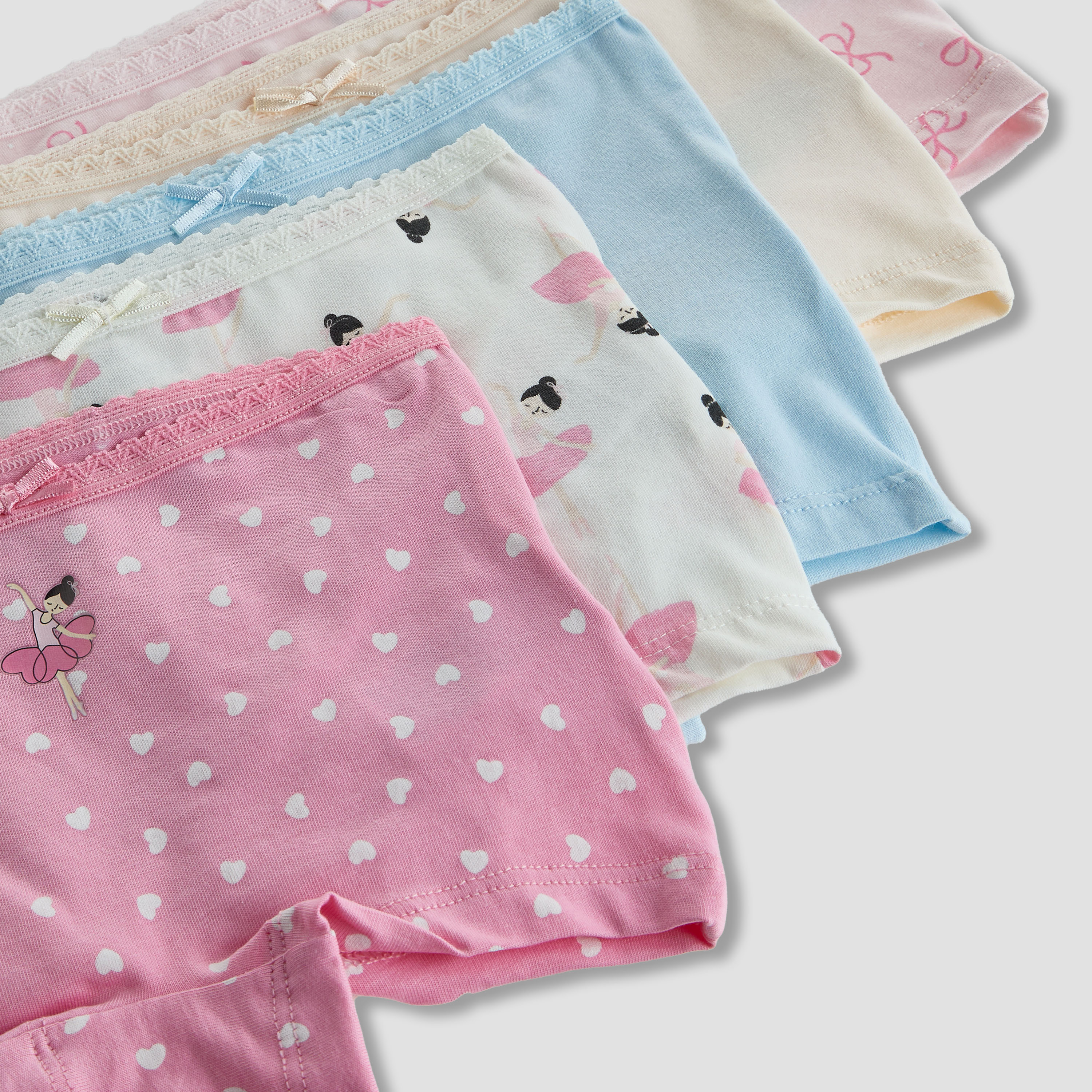 Pack of 5 Juniors Cotton Boyshorts with Ballerina Print-girls-clothing-innerwear-panties-image-8