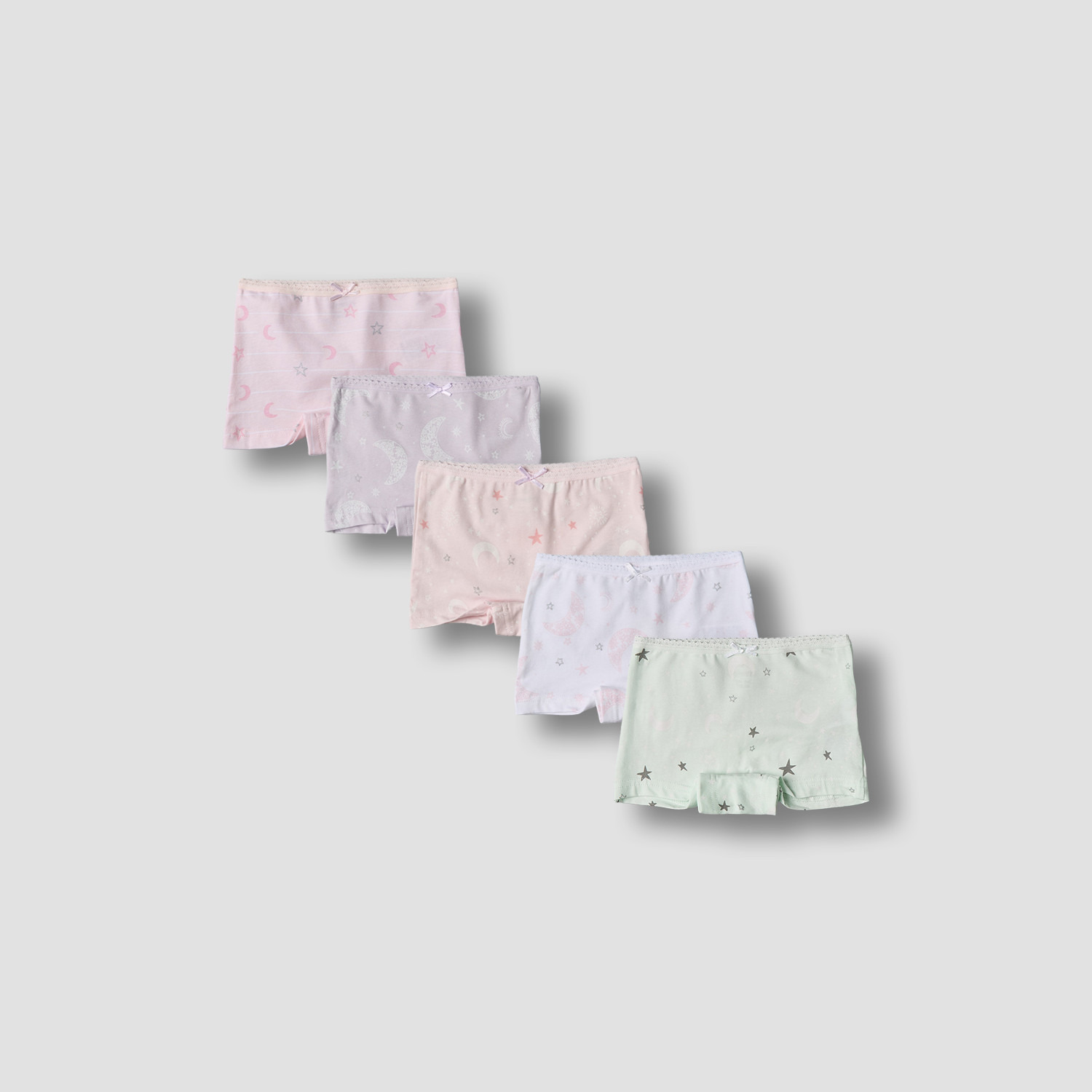 Pack of 5 Juniors Cotton Boyshort Briefs with Celestial Print-girls-clothing-innerwear-panties-image-1