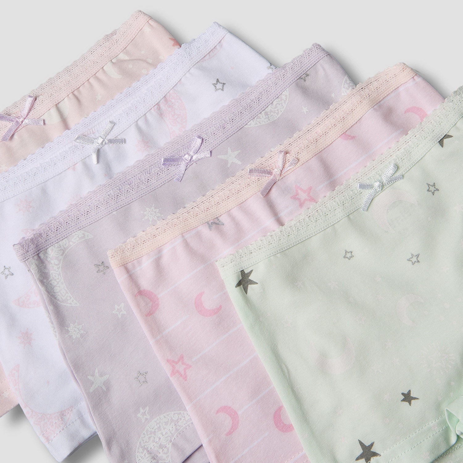Pack of 5 Juniors Cotton Boyshort Briefs with Celestial Print-girls-clothing-innerwear-panties-image-7